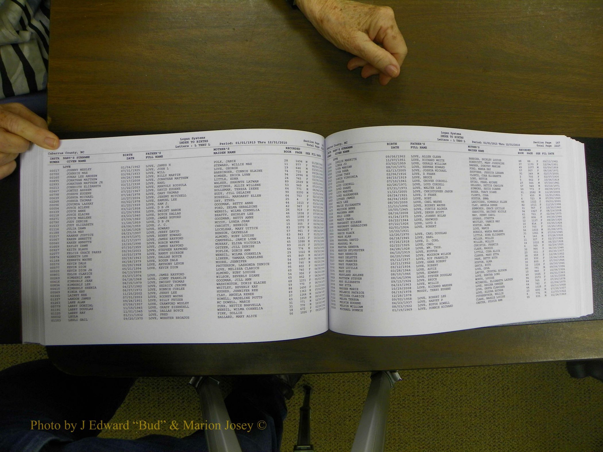 Cabarrus Births Index, I-M, 1913-2010 194.JPG
