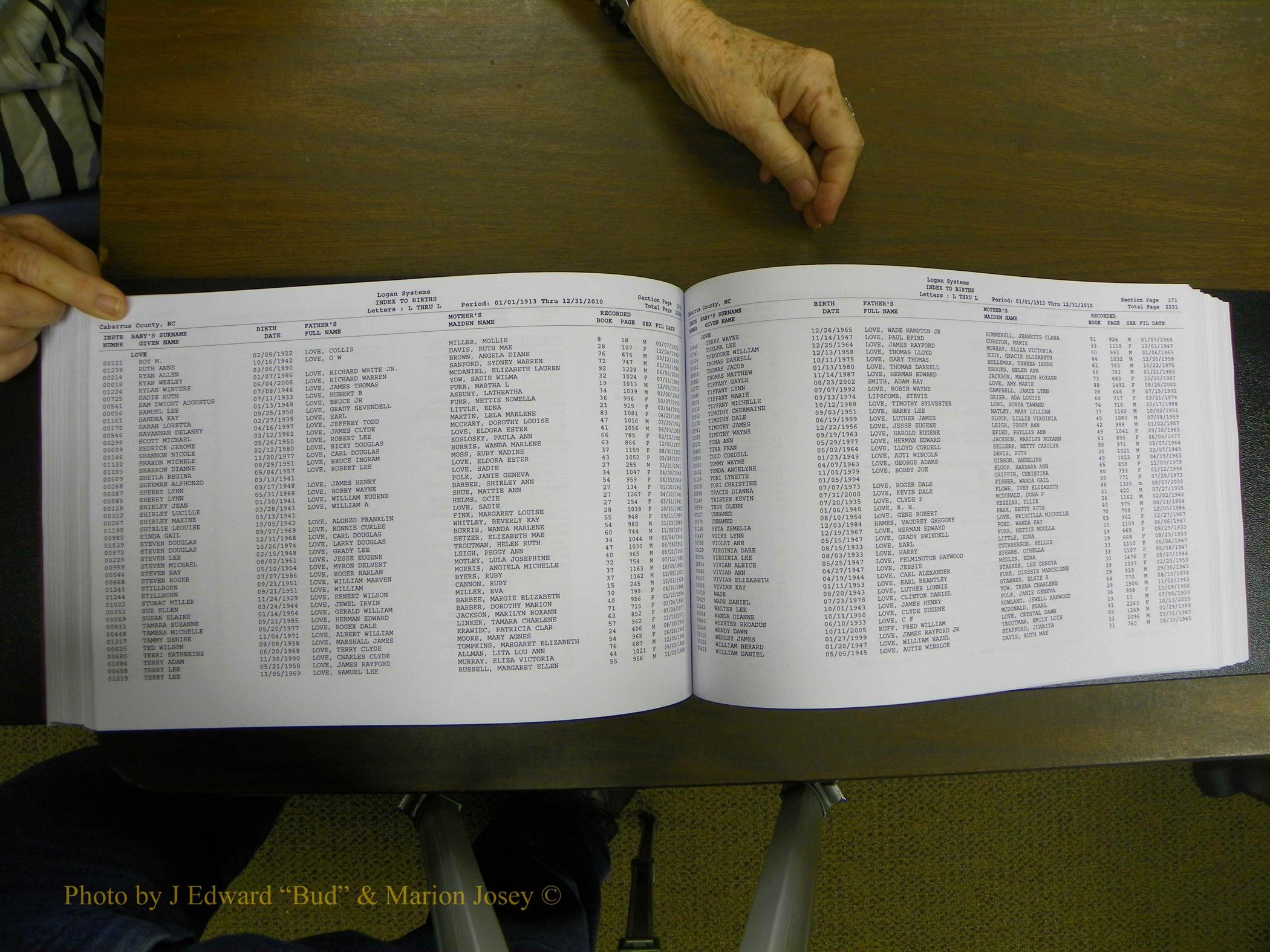Cabarrus Births Index, I-M, 1913-2010 196.JPG