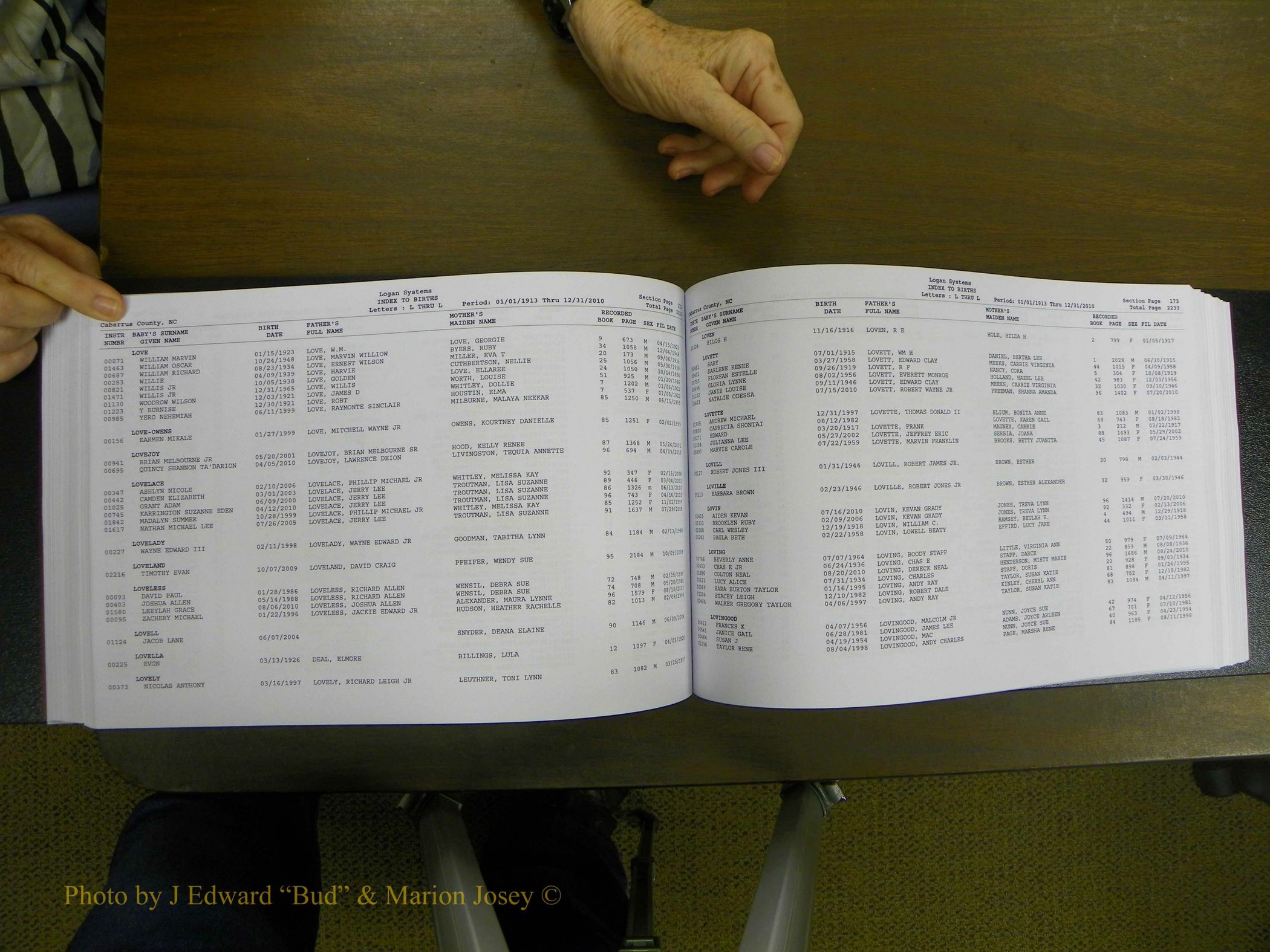 Cabarrus Births Index, I-M, 1913-2010 197.JPG