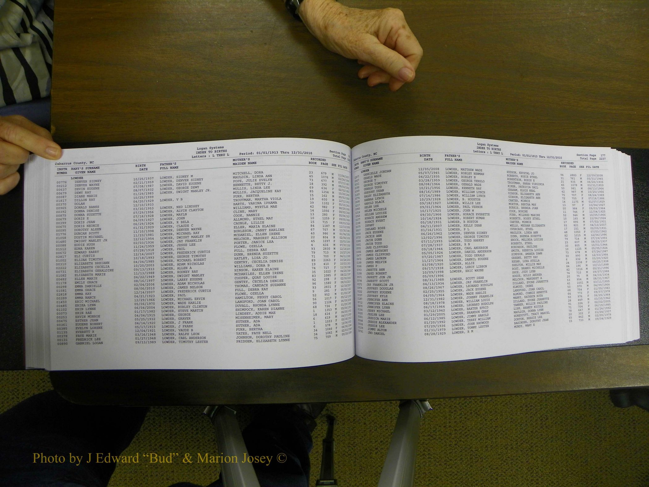 Cabarrus Births Index, I-M, 1913-2010 199.JPG