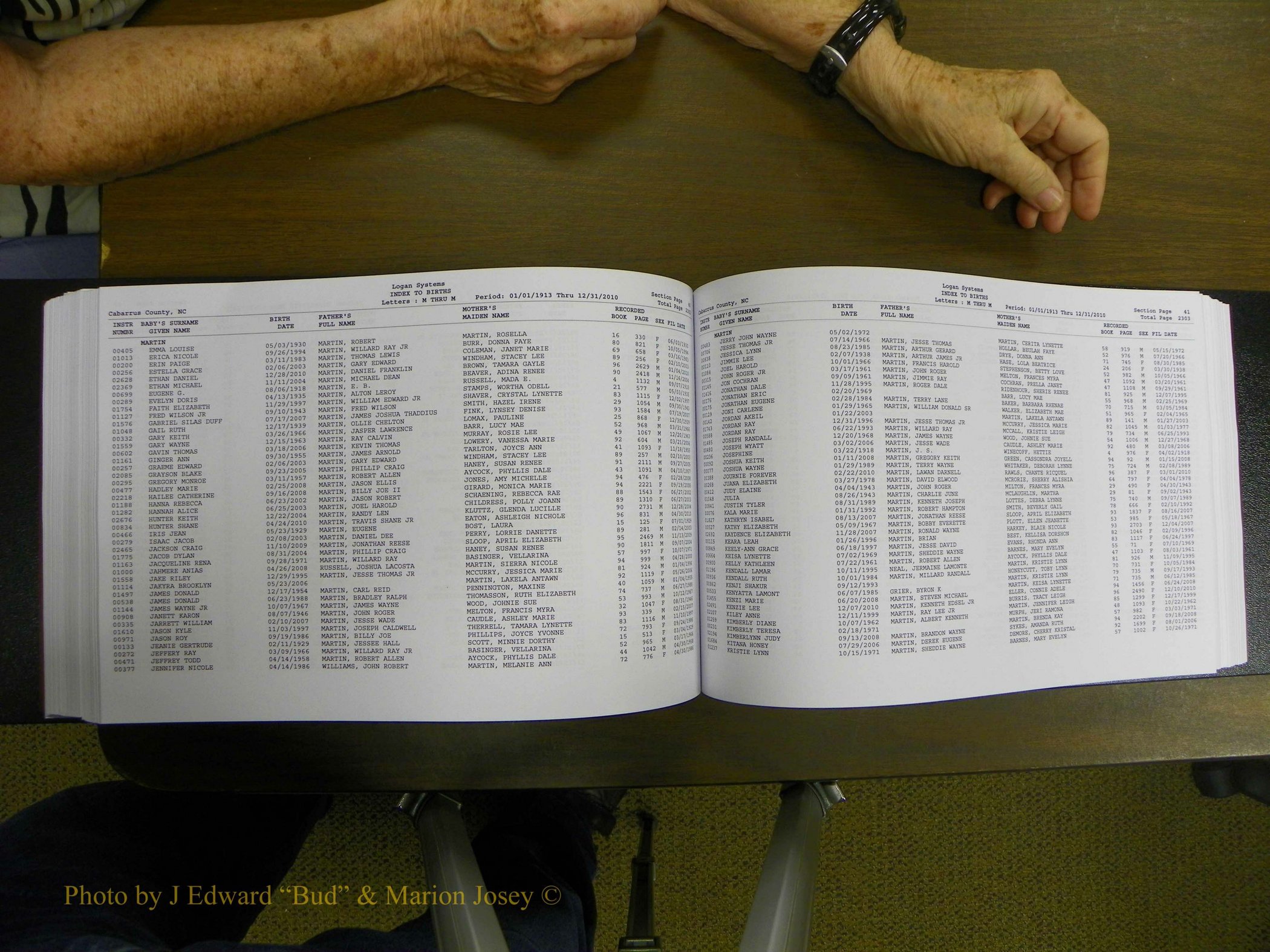 Cabarrus Births Index, I-M, 1913-2010 233.JPG