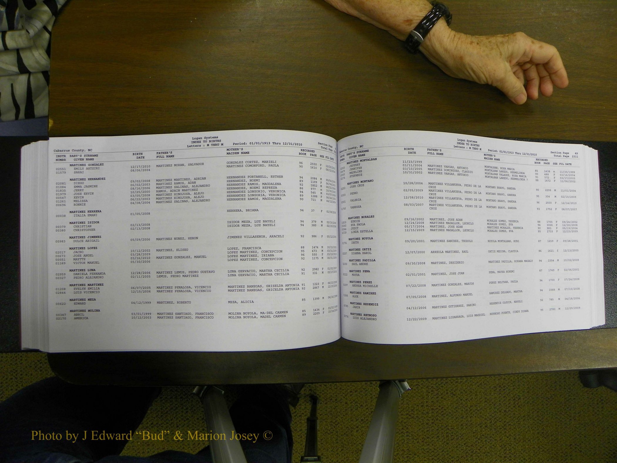 Cabarrus Births Index, I-M, 1913-2010 237.JPG