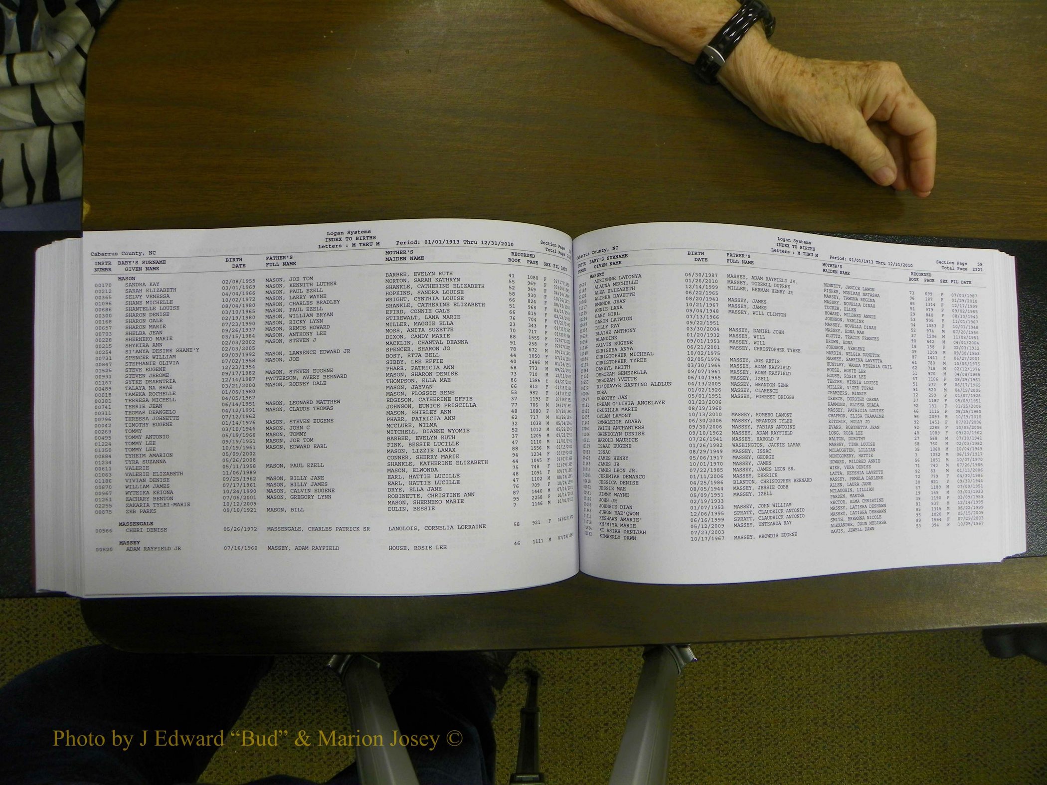 Cabarrus Births Index, I-M, 1913-2010 242.JPG