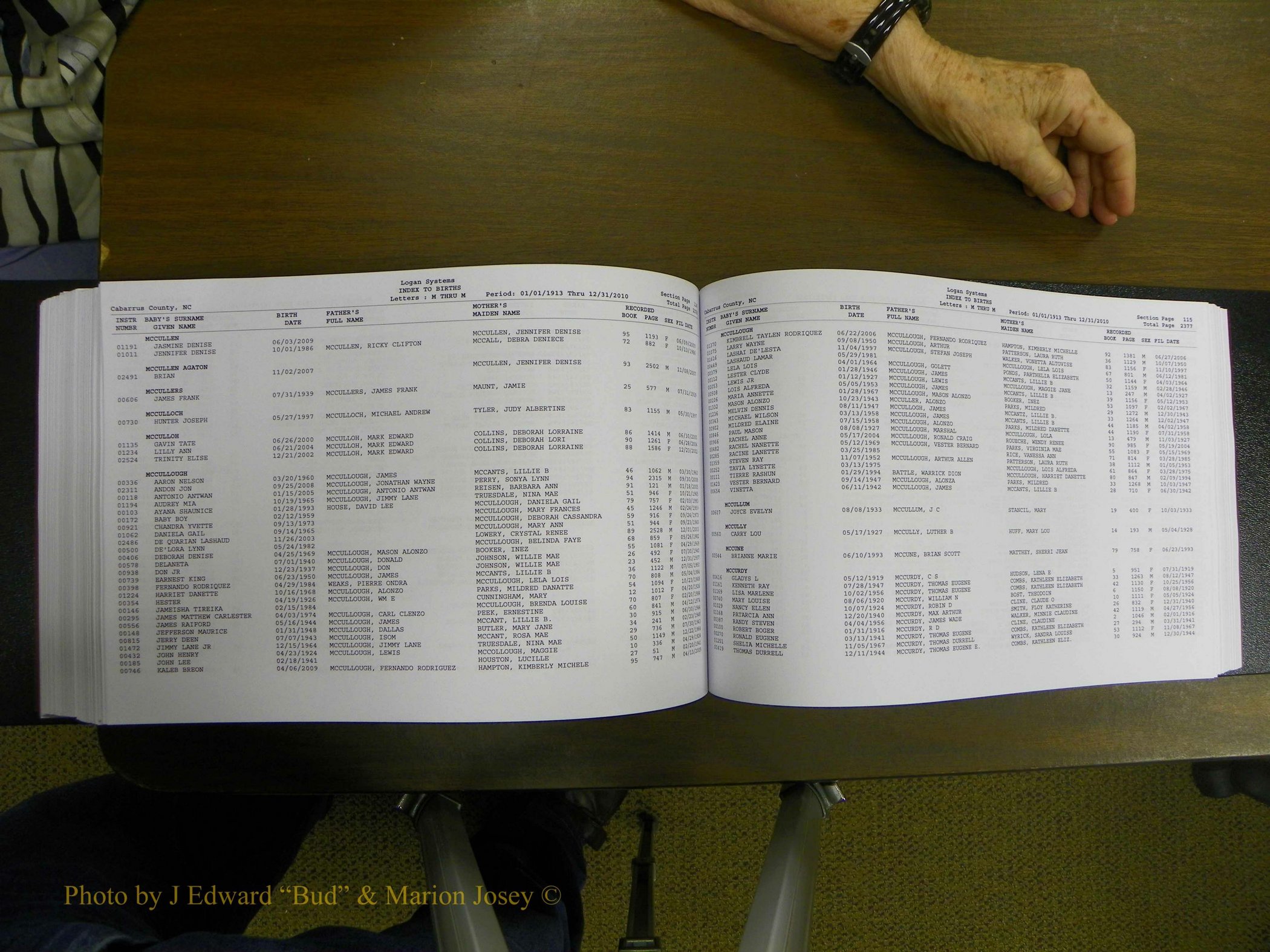 Cabarrus Births Index, I-M, 1913-2010 270.JPG