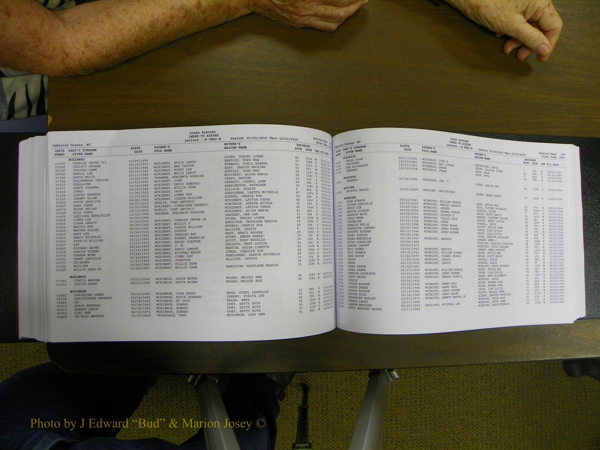Cabarrus Births Index, I-M, 1913-2010 285.JPG