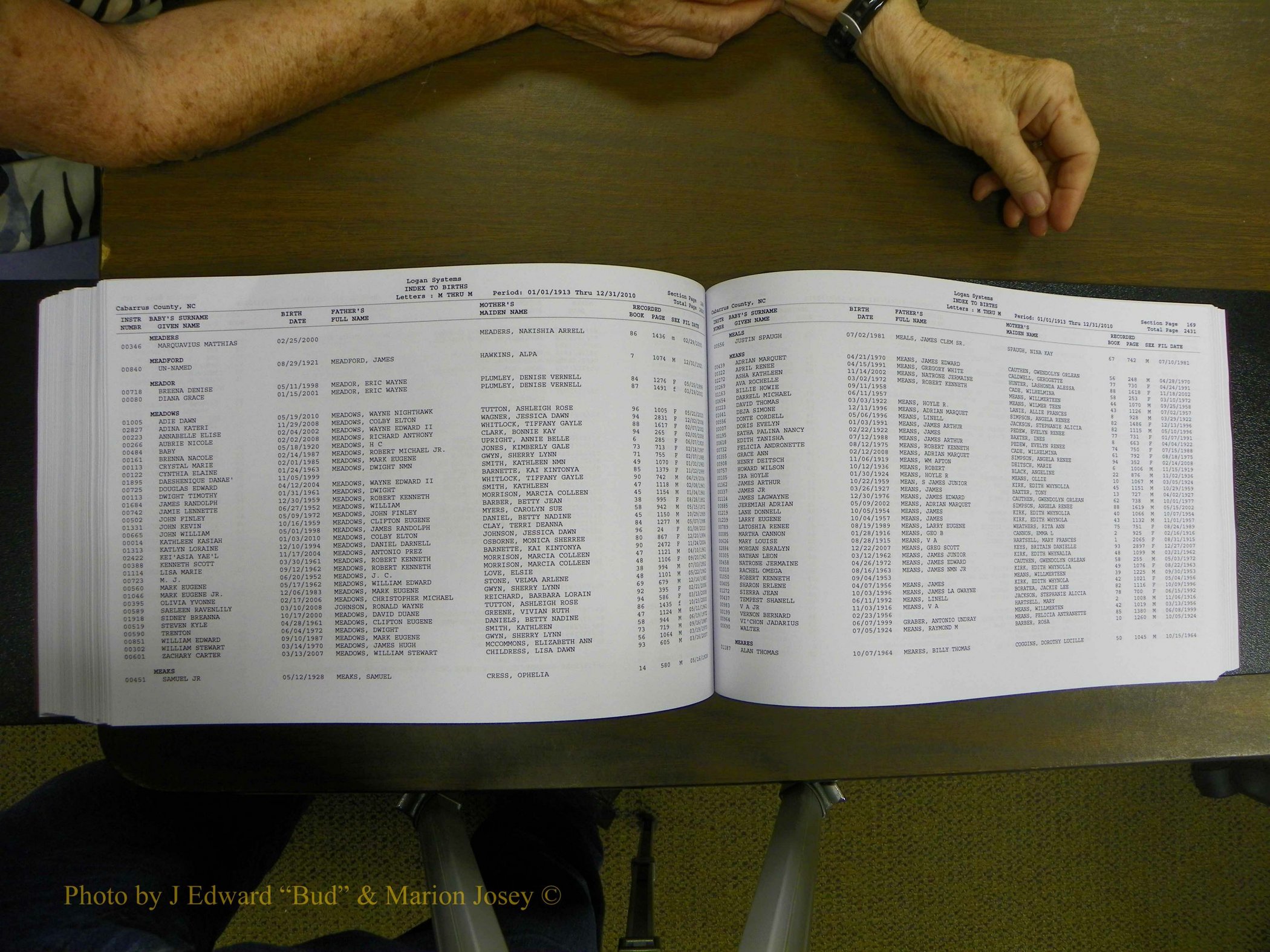 Cabarrus Births Index, I-M, 1913-2010 297.JPG