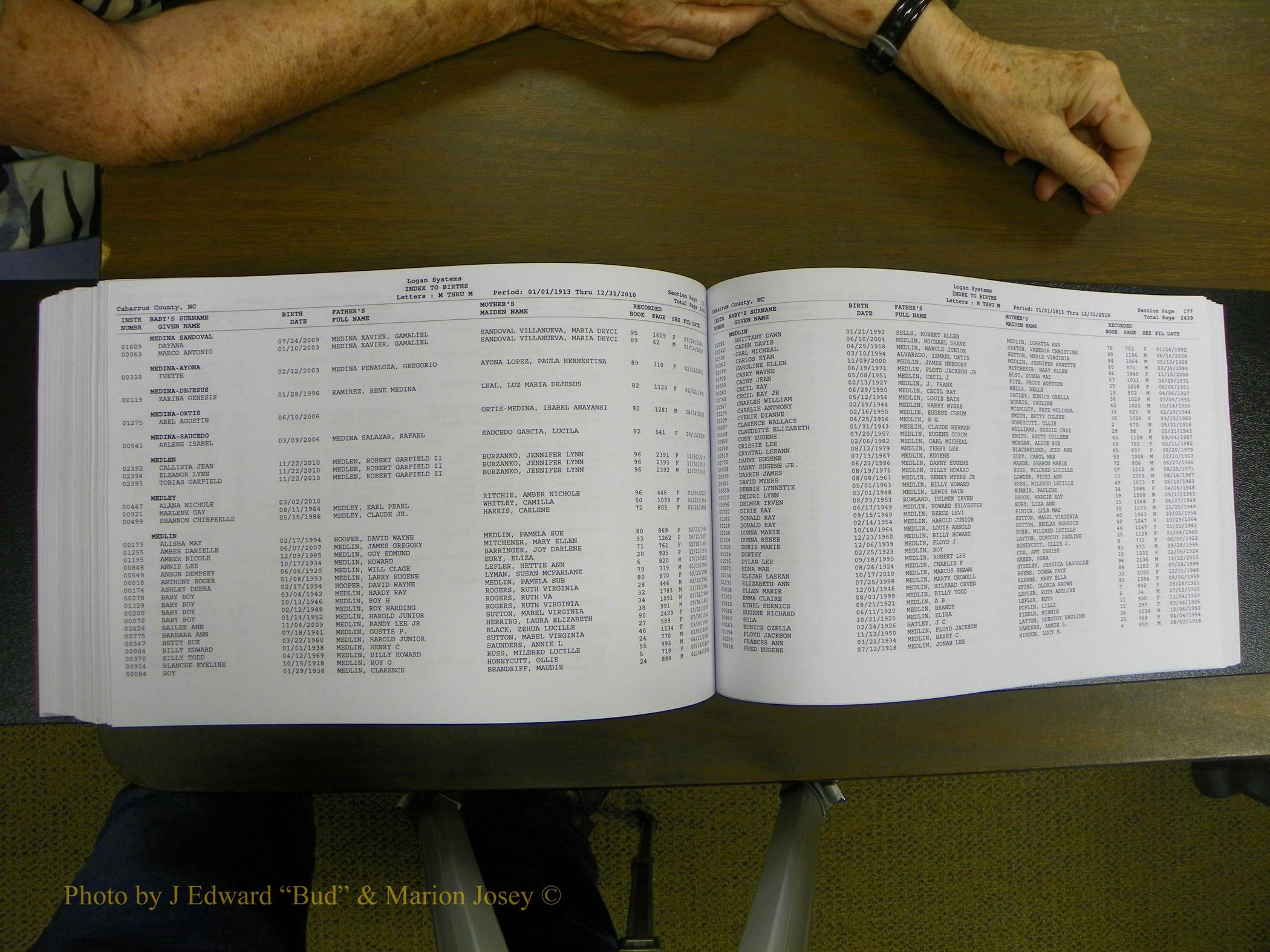 Cabarrus Births Index, I-M, 1913-2010 301.JPG