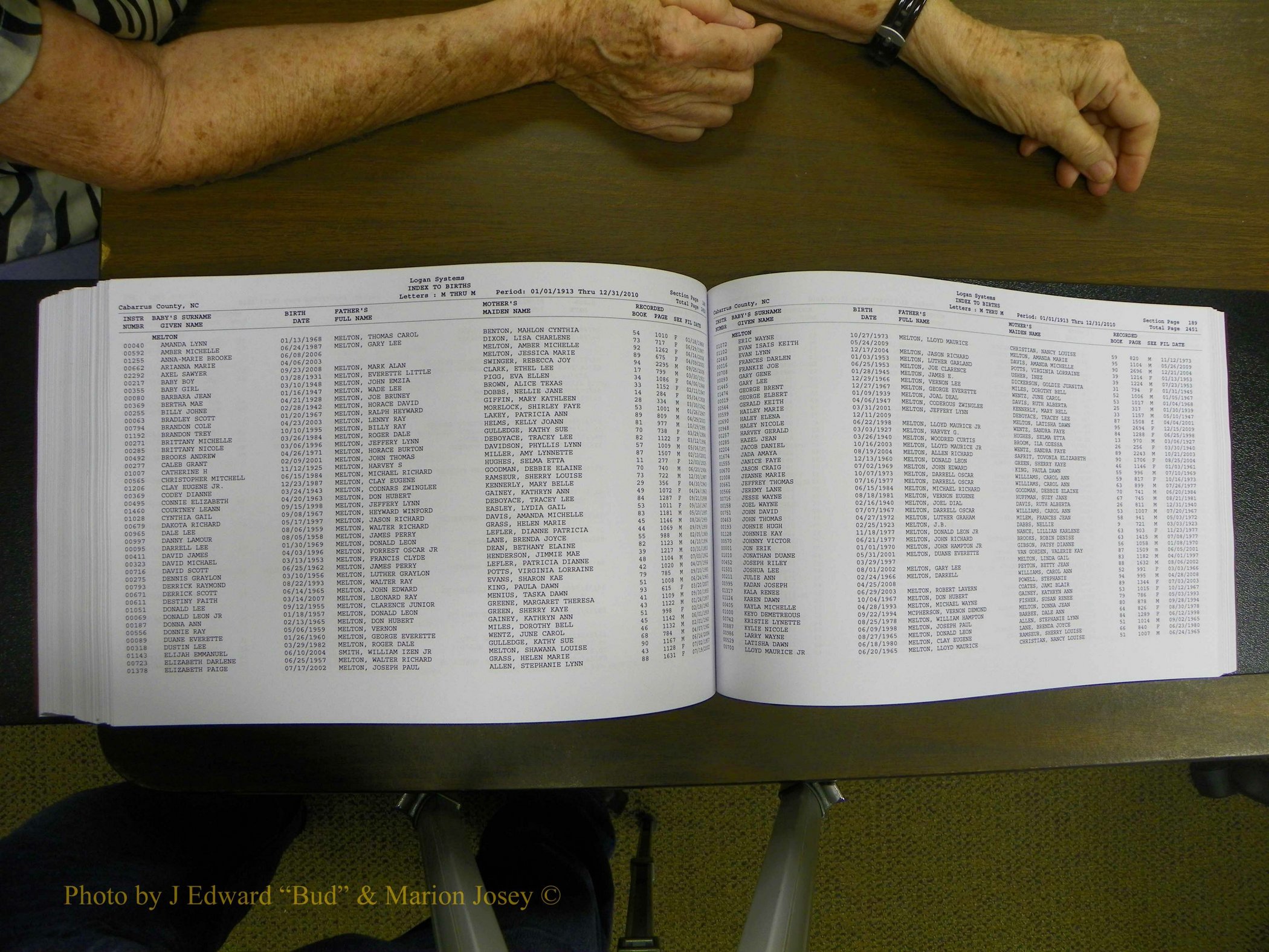Cabarrus Births Index, I-M, 1913-2010 309.JPG