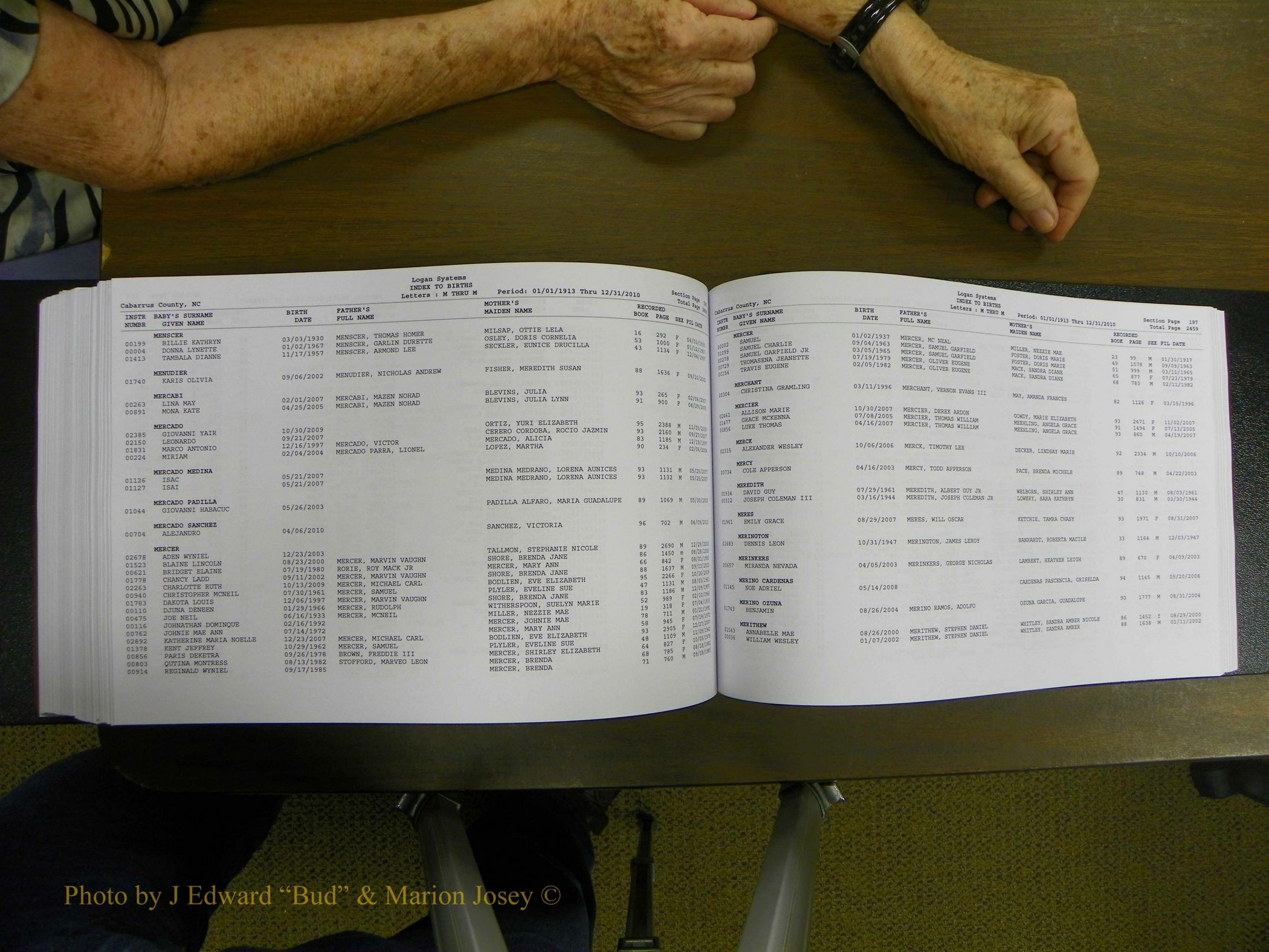 Cabarrus Births Index, I-M, 1913-2010 313.JPG