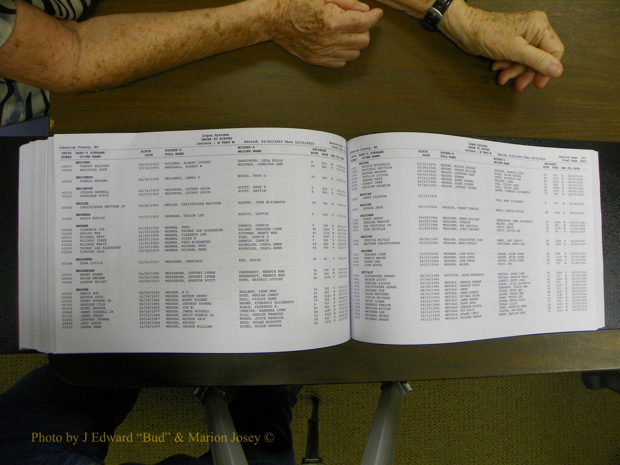 Cabarrus Births Index, I-M, 1913-2010 316.JPG