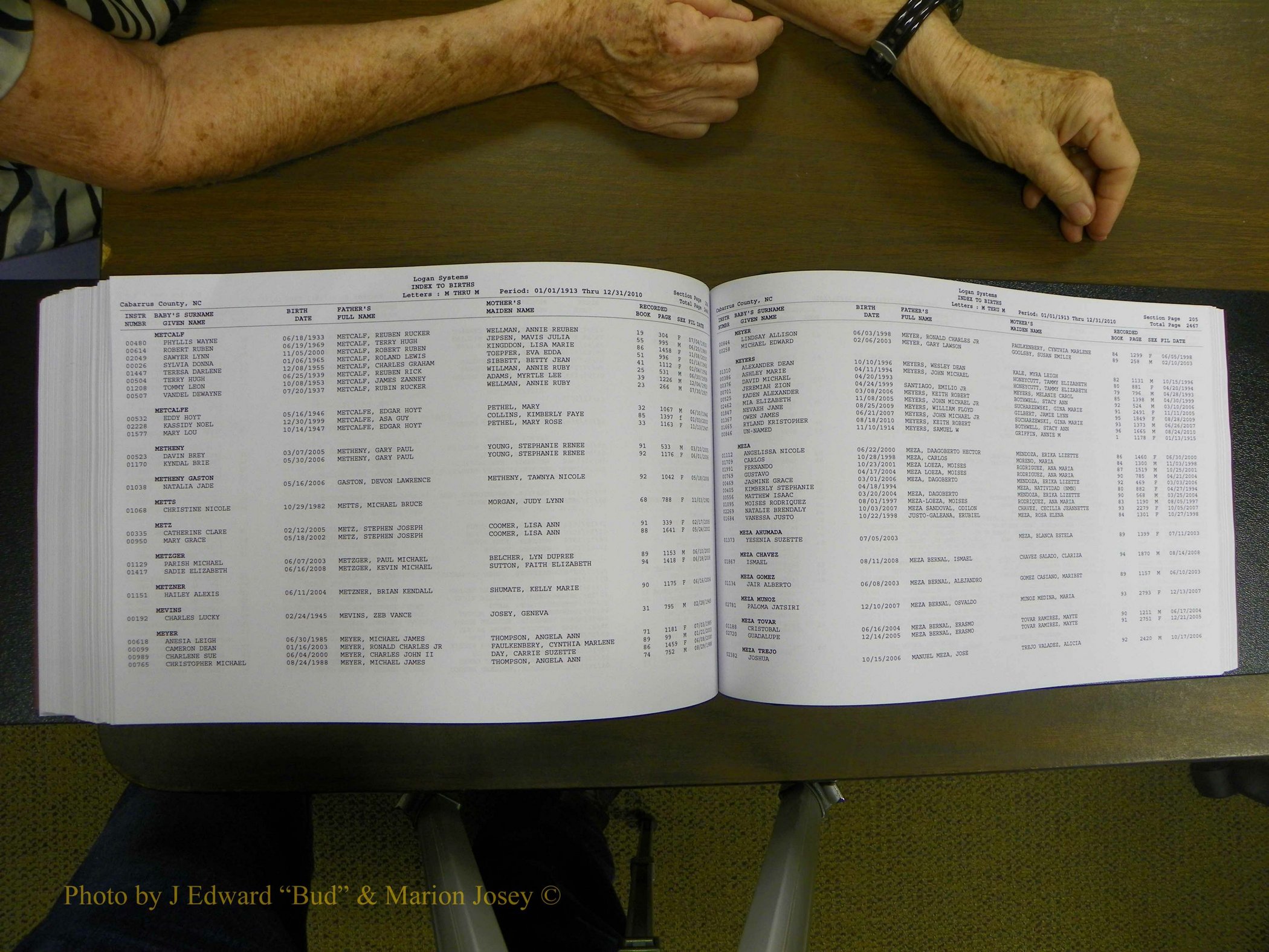 Cabarrus Births Index, I-M, 1913-2010 317.JPG