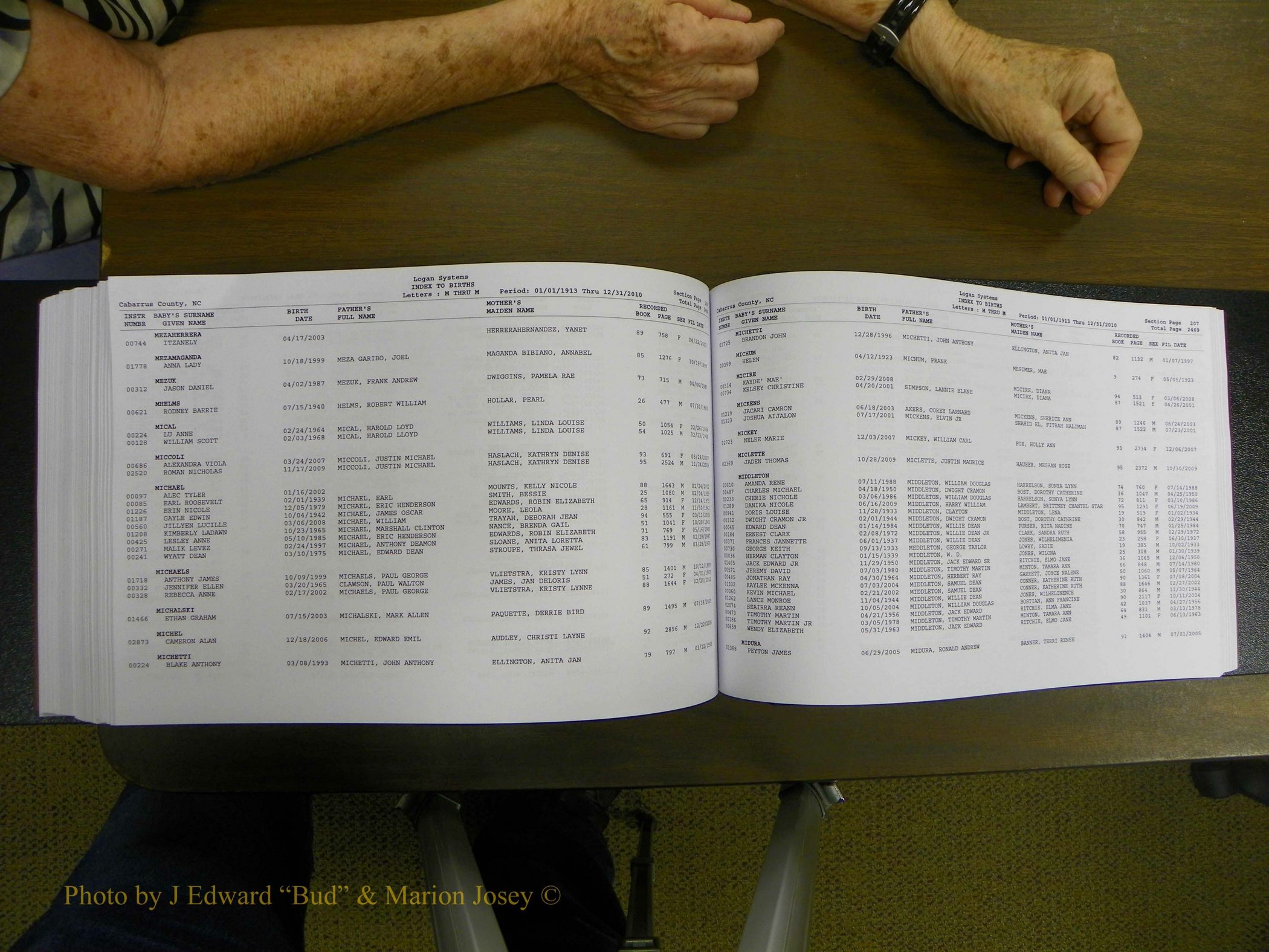 Cabarrus Births Index, I-M, 1913-2010 318.JPG