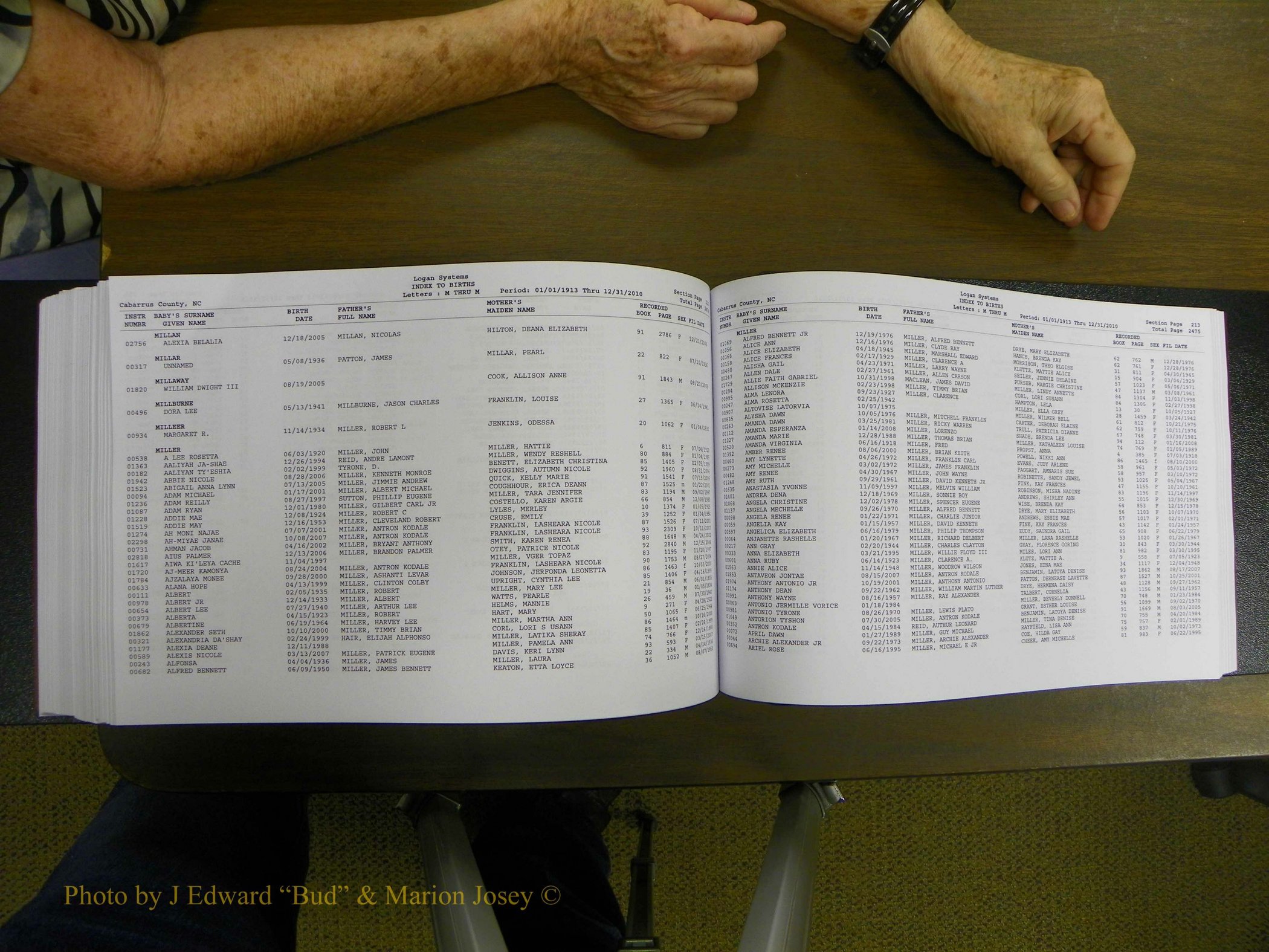 Cabarrus Births Index, I-M, 1913-2010 321.JPG
