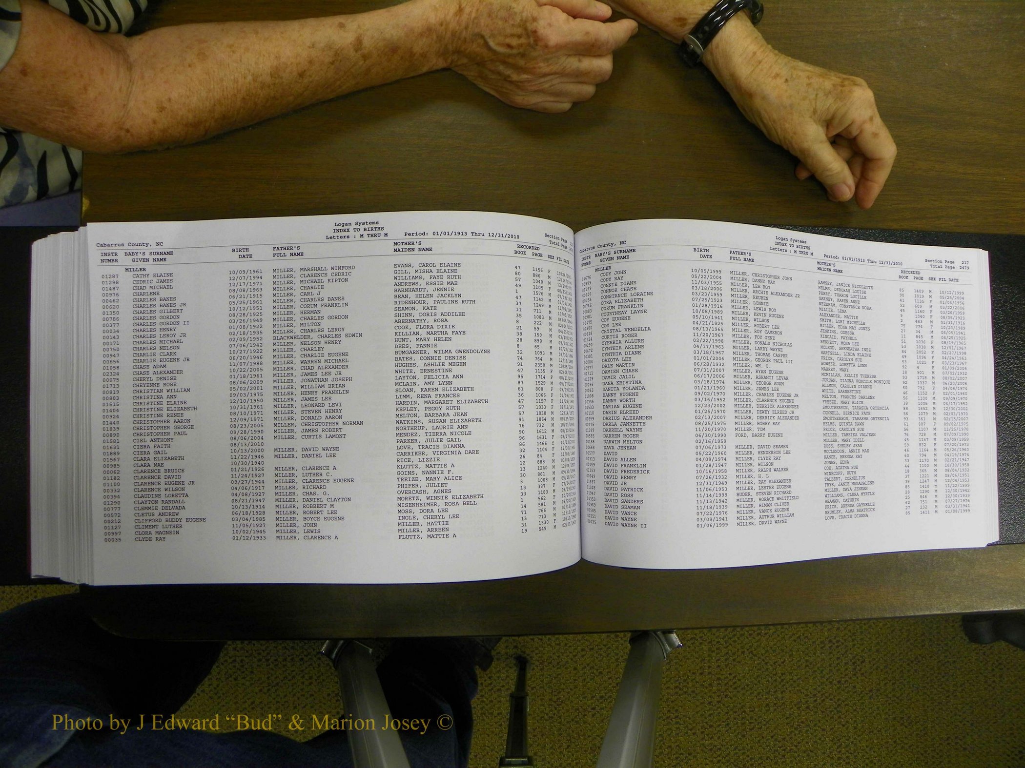 Cabarrus Births Index, I-M, 1913-2010 323.JPG
