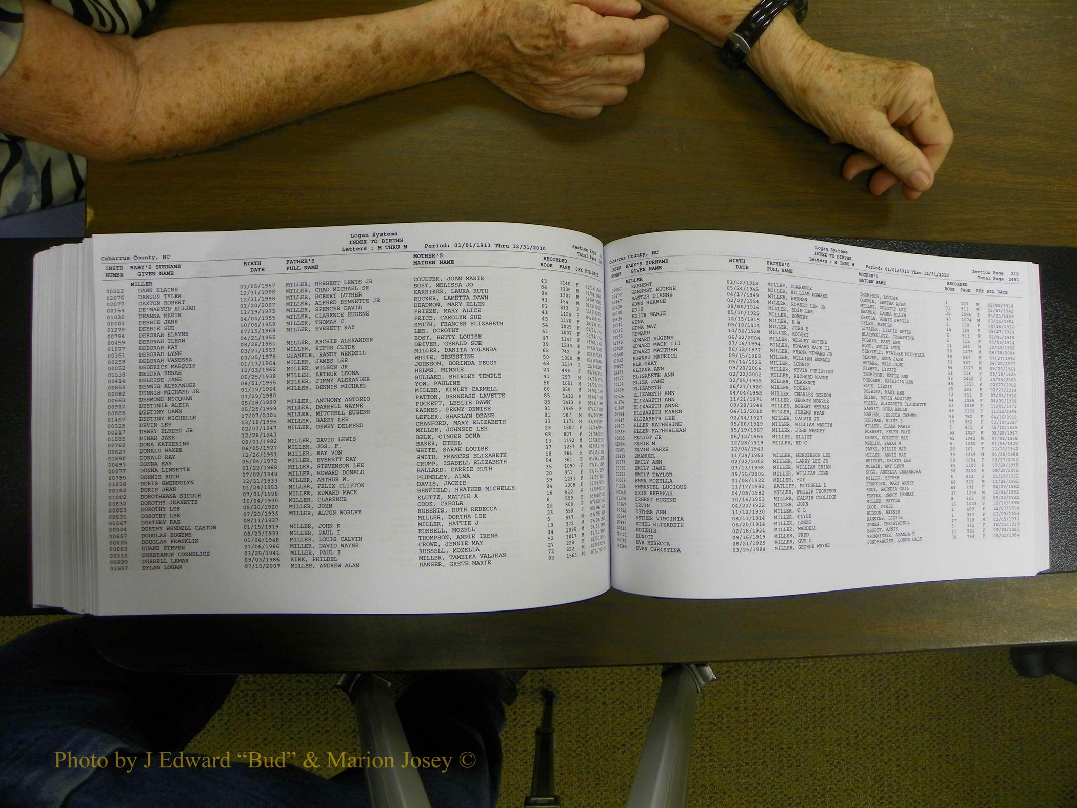 Cabarrus Births Index, I-M, 1913-2010 324.JPG