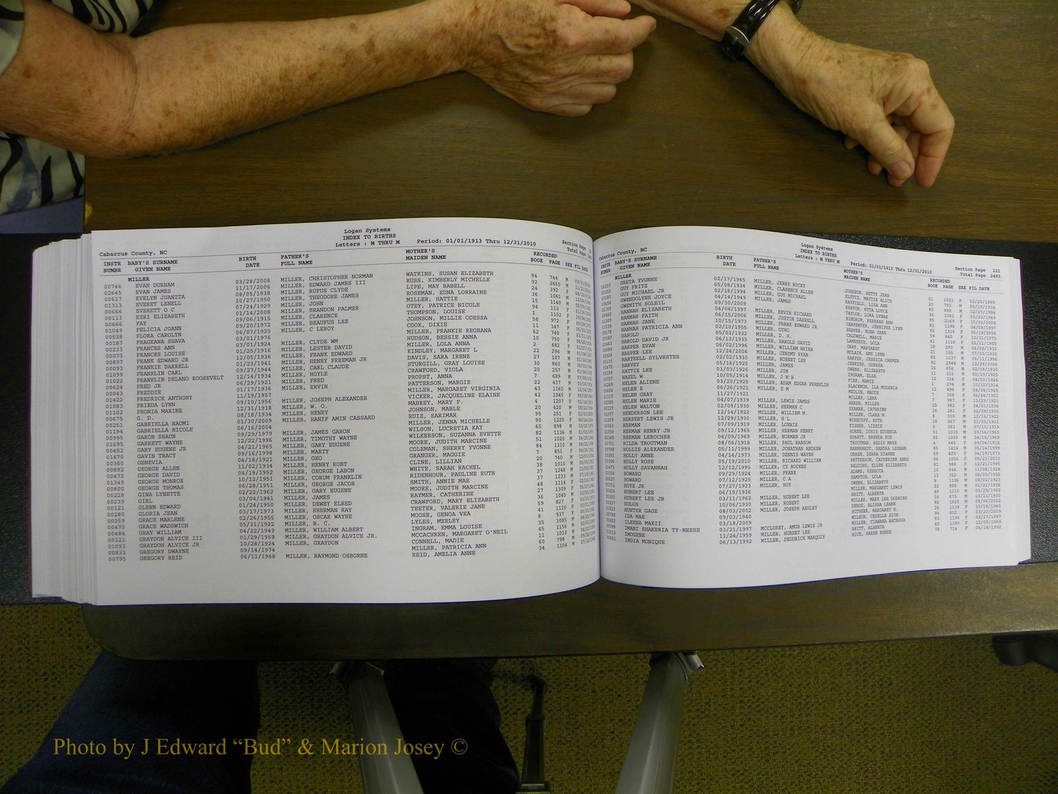 Cabarrus Births Index, I-M, 1913-2010 325.JPG