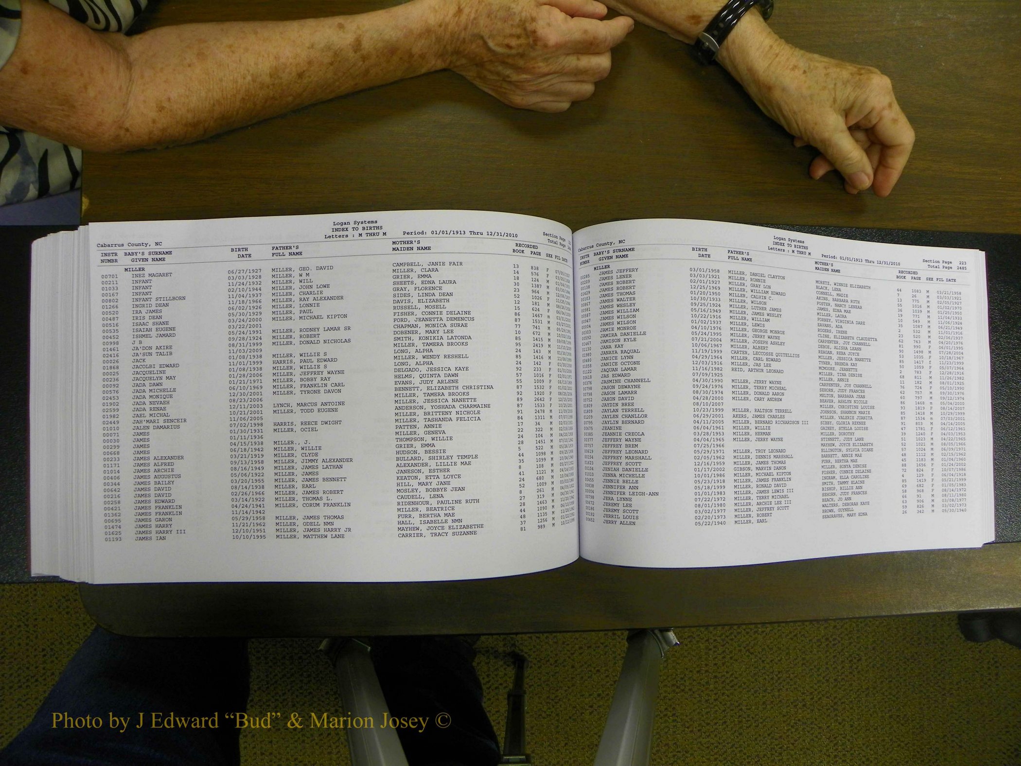 Cabarrus Births Index, I-M, 1913-2010 326.JPG
