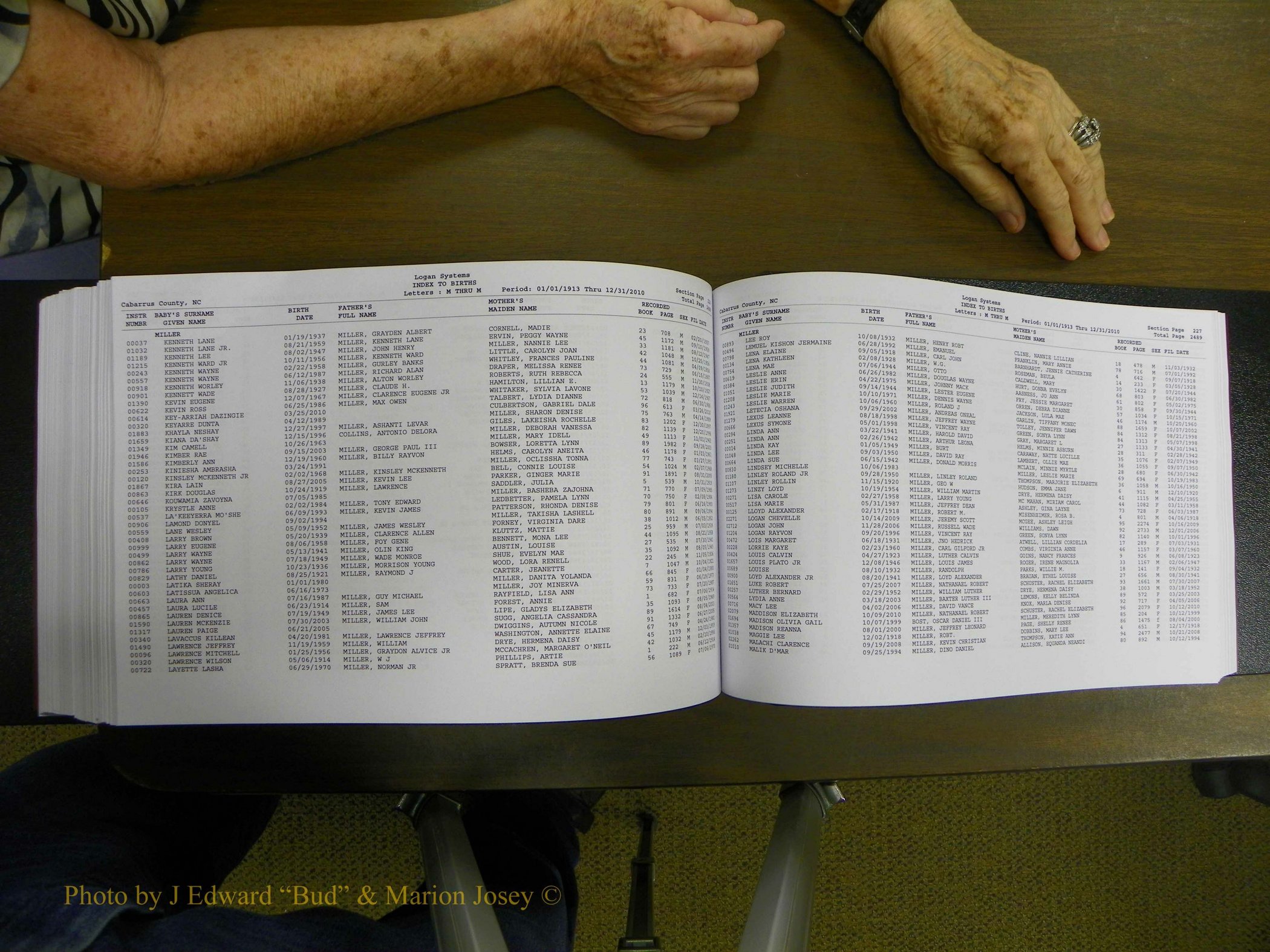 Cabarrus Births Index, I-M, 1913-2010 328.JPG
