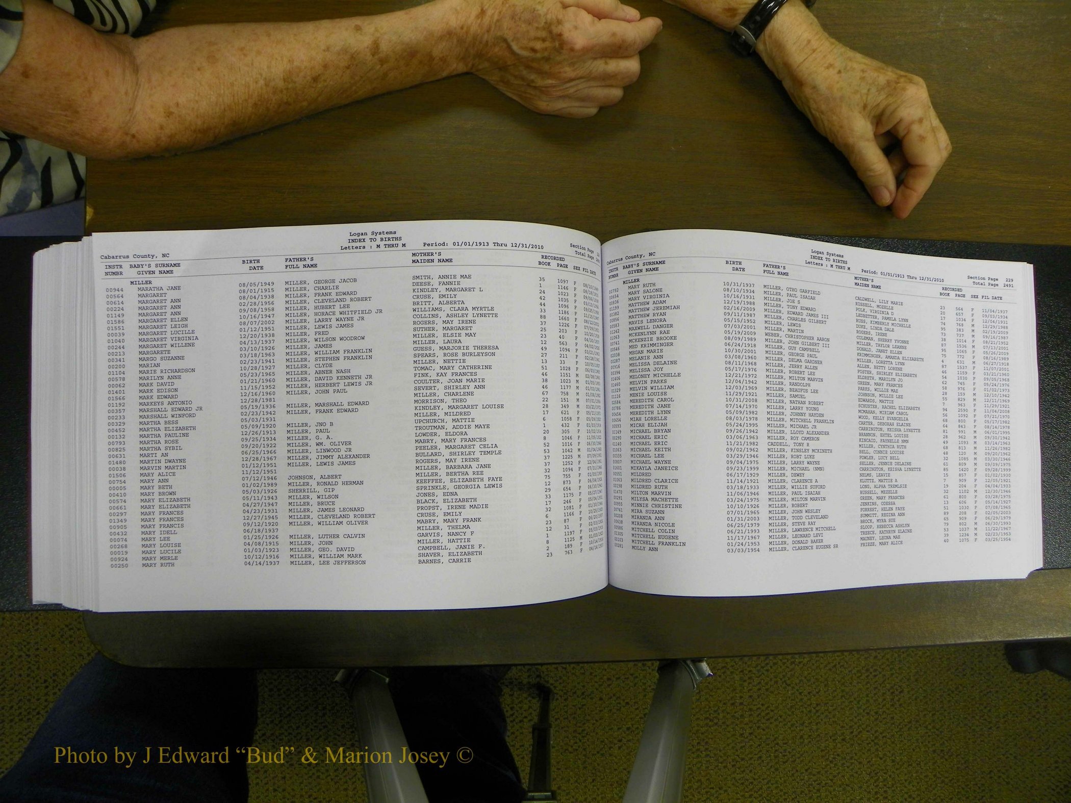 Cabarrus Births Index, I-M, 1913-2010 329.JPG