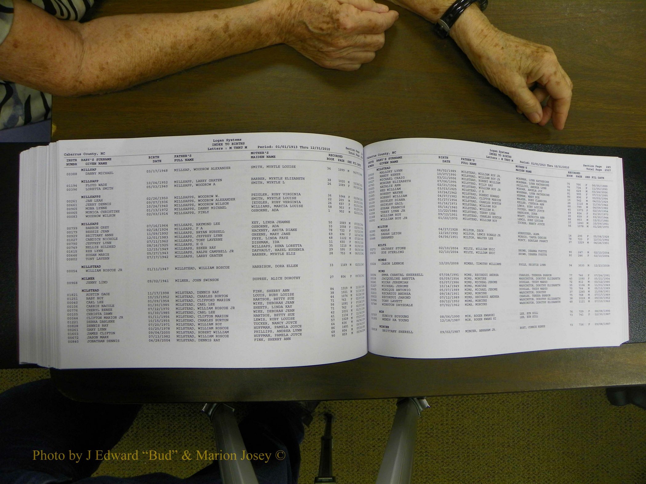 Cabarrus Births Index, I-M, 1913-2010 337.JPG