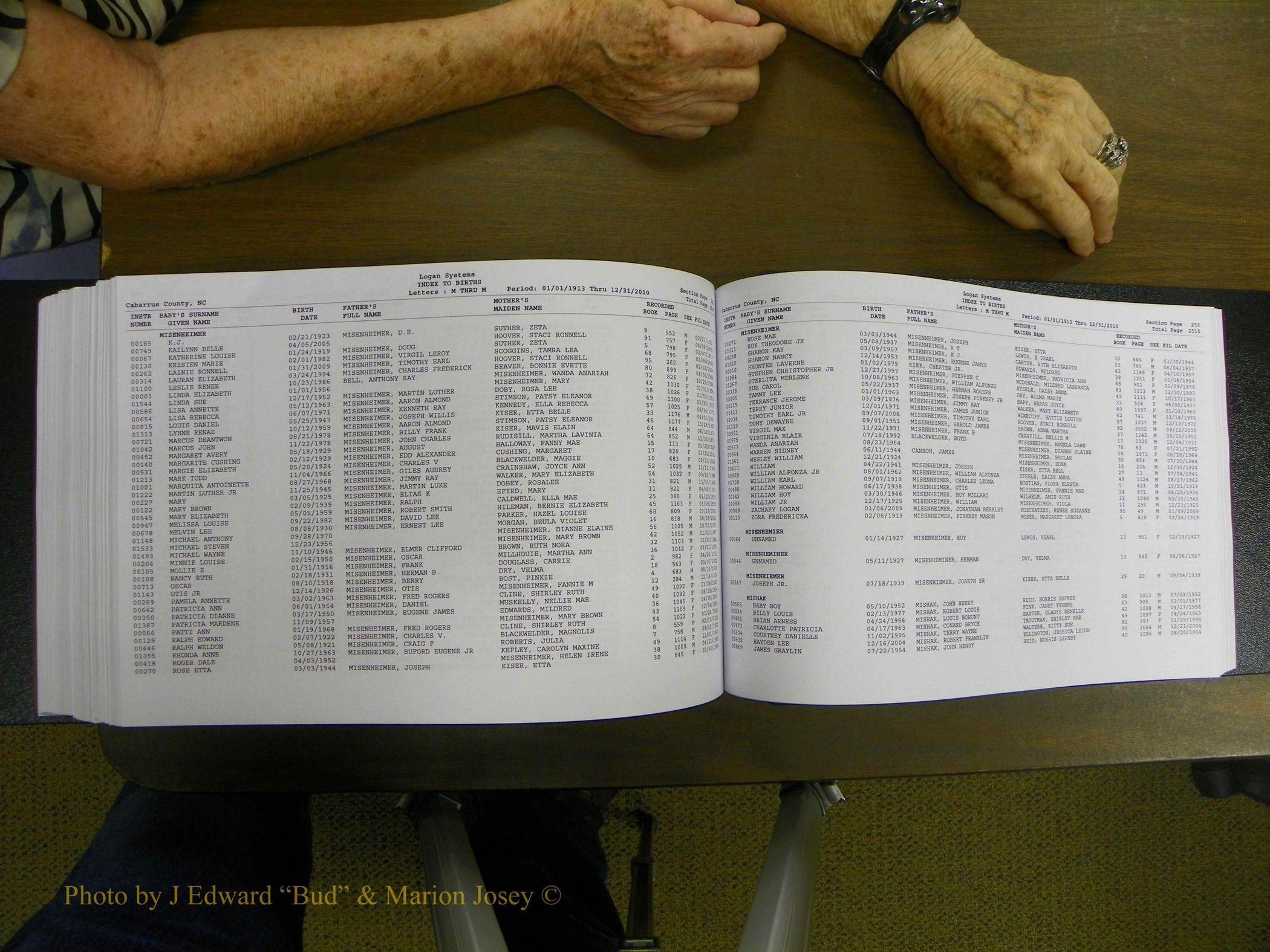 Cabarrus Births Index, I-M, 1913-2010 341.JPG