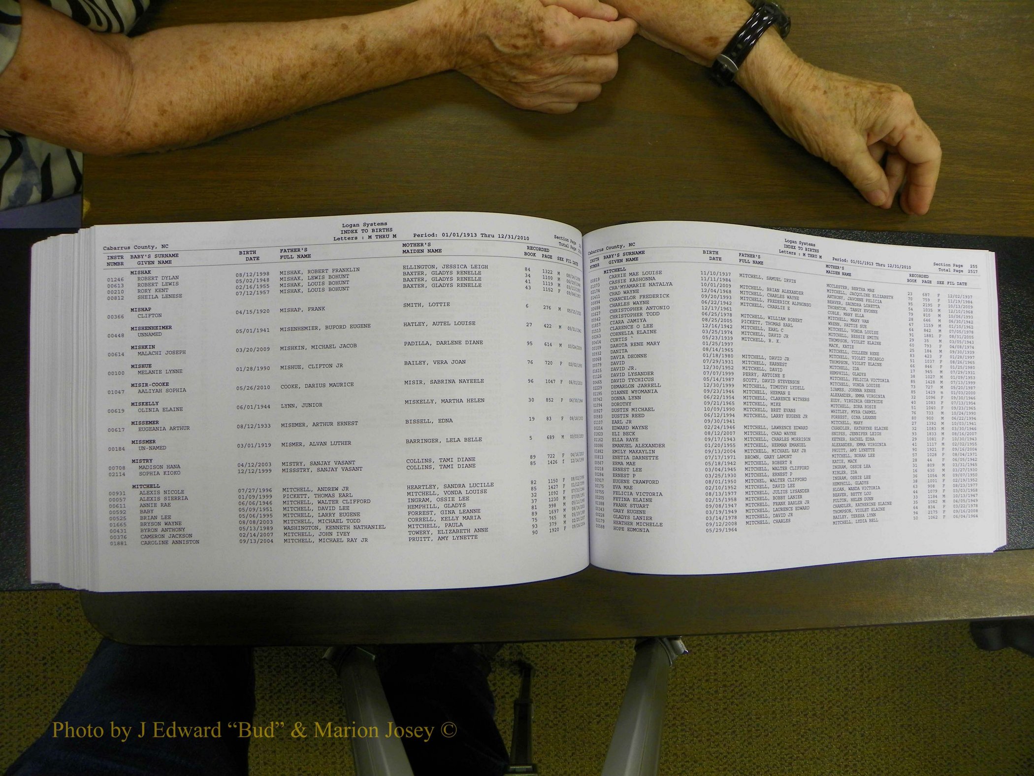 Cabarrus Births Index, I-M, 1913-2010 342.JPG