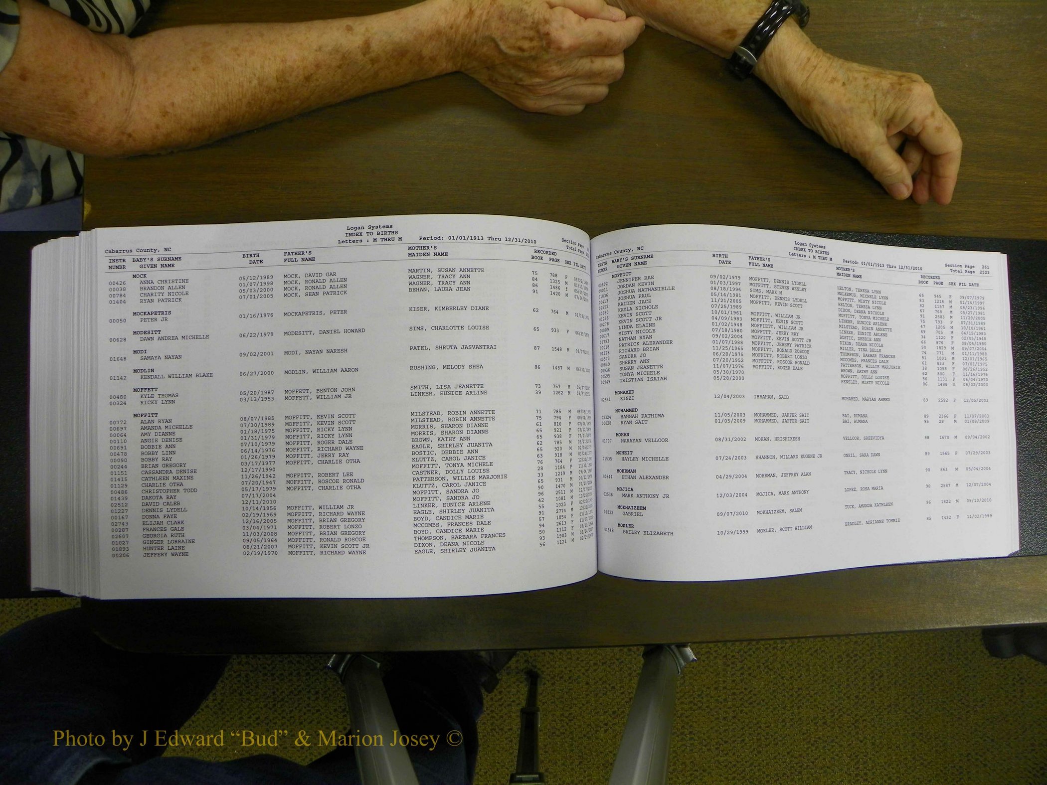 Cabarrus Births Index, I-M, 1913-2010 345.JPG