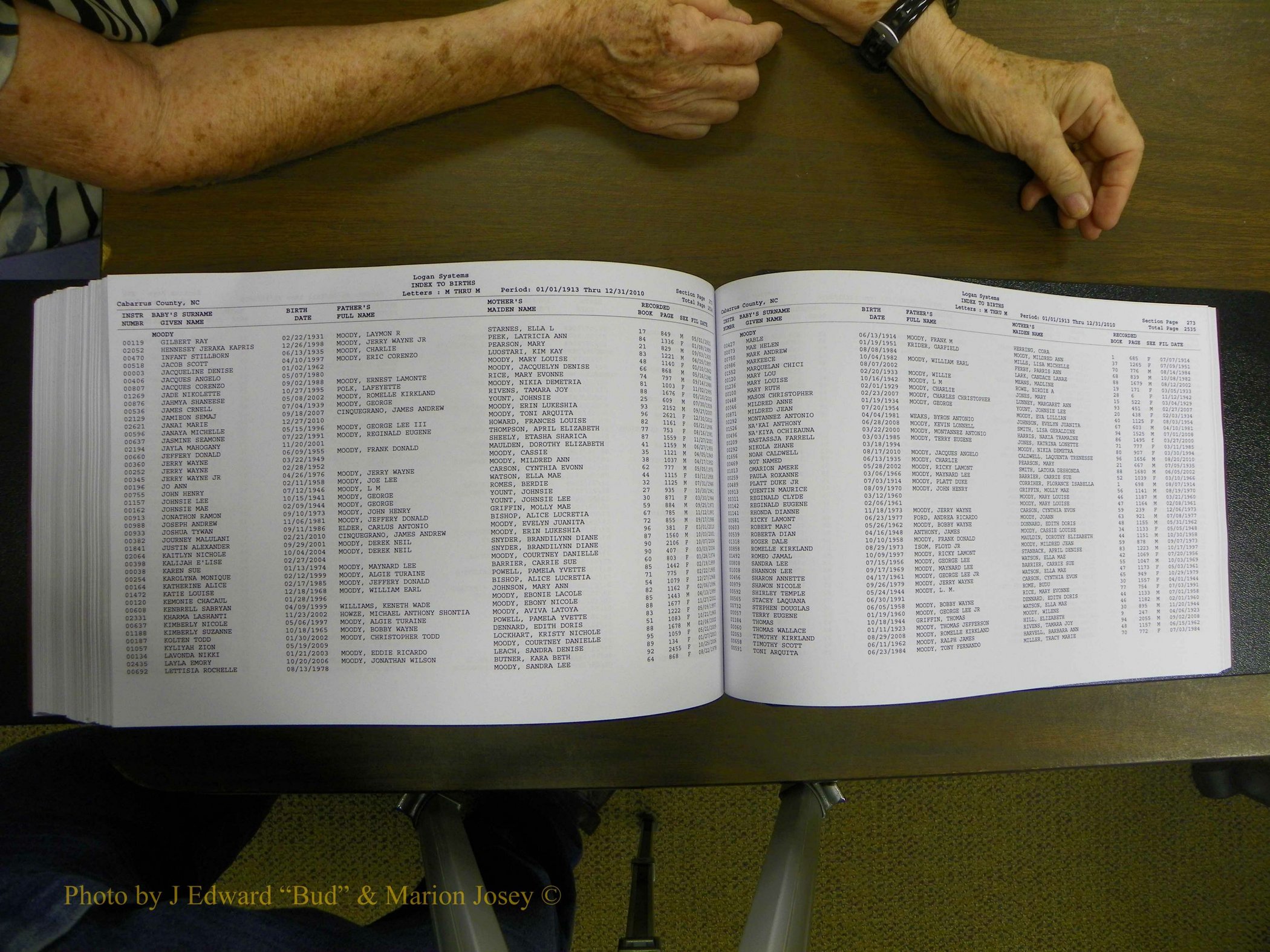 Cabarrus Births Index, I-M, 1913-2010 351.JPG