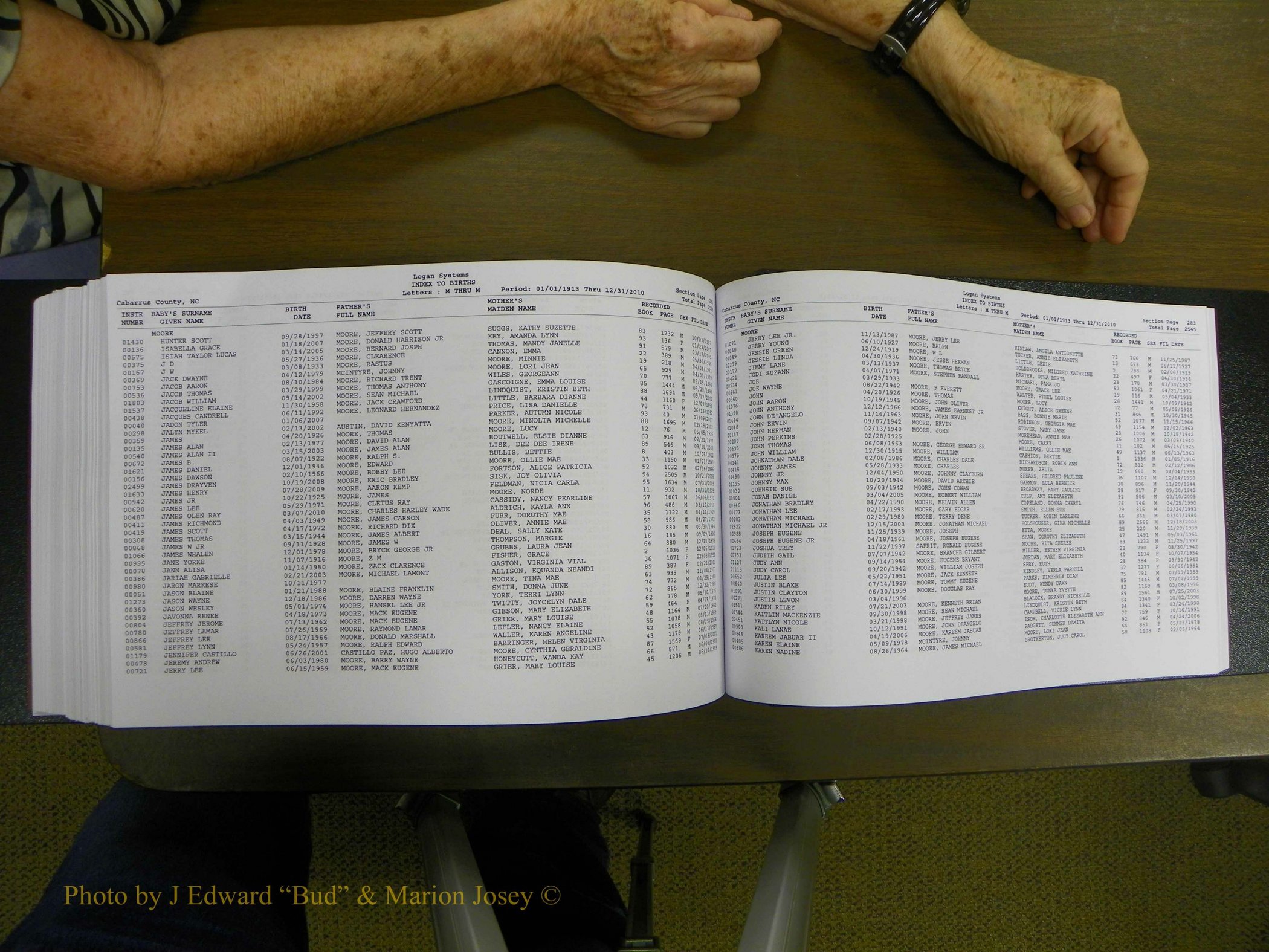 Cabarrus Births Index, I-M, 1913-2010 356.JPG