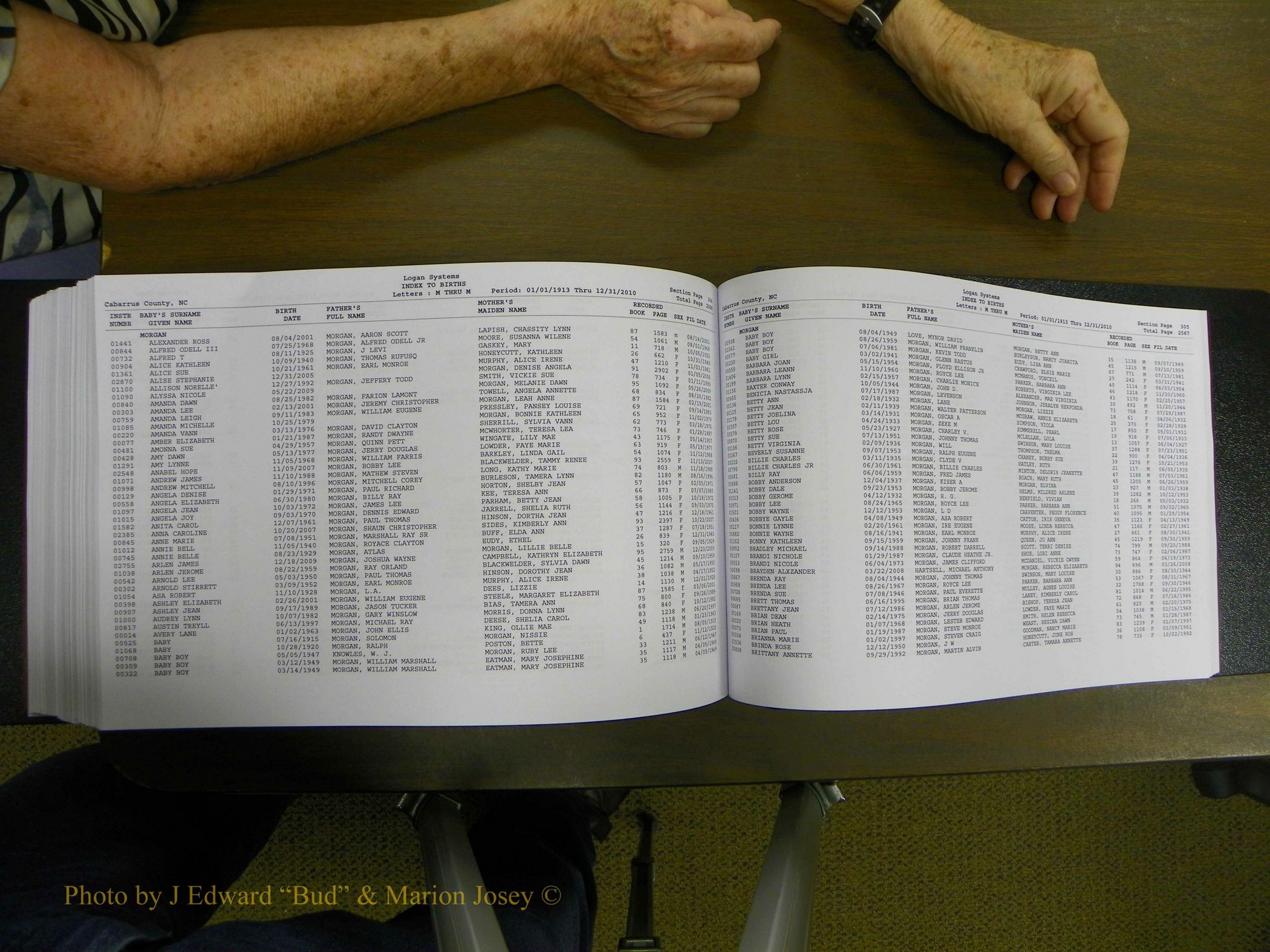 Cabarrus Births Index, I-M, 1913-2010 367.JPG