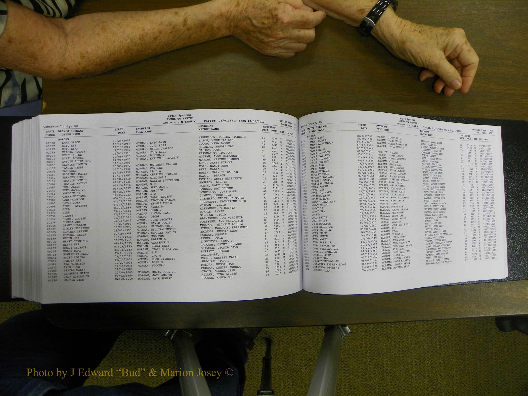 Cabarrus Births Index, I-M, 1913-2010 369.JPG