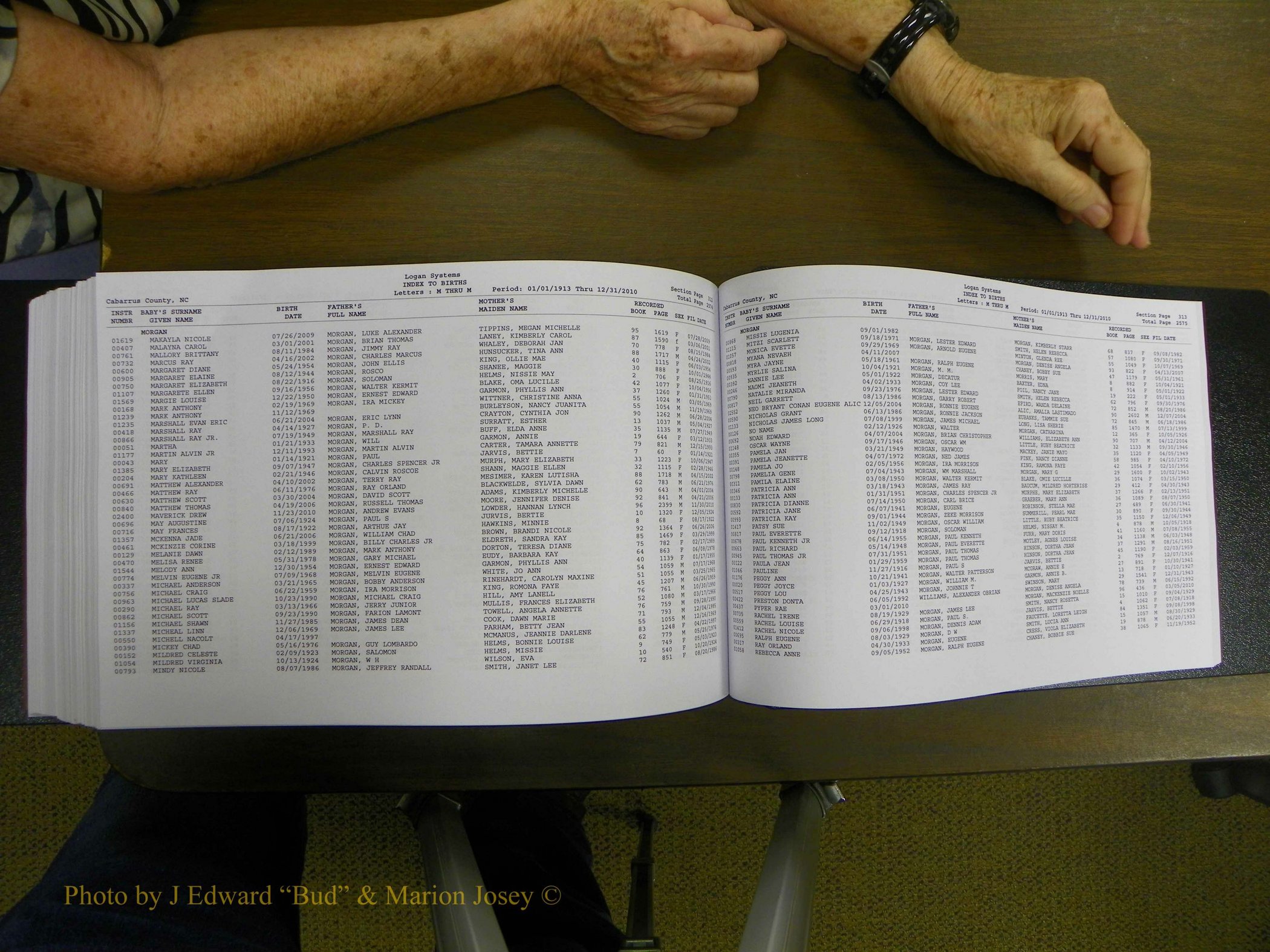 Cabarrus Births Index, I-M, 1913-2010 371.JPG