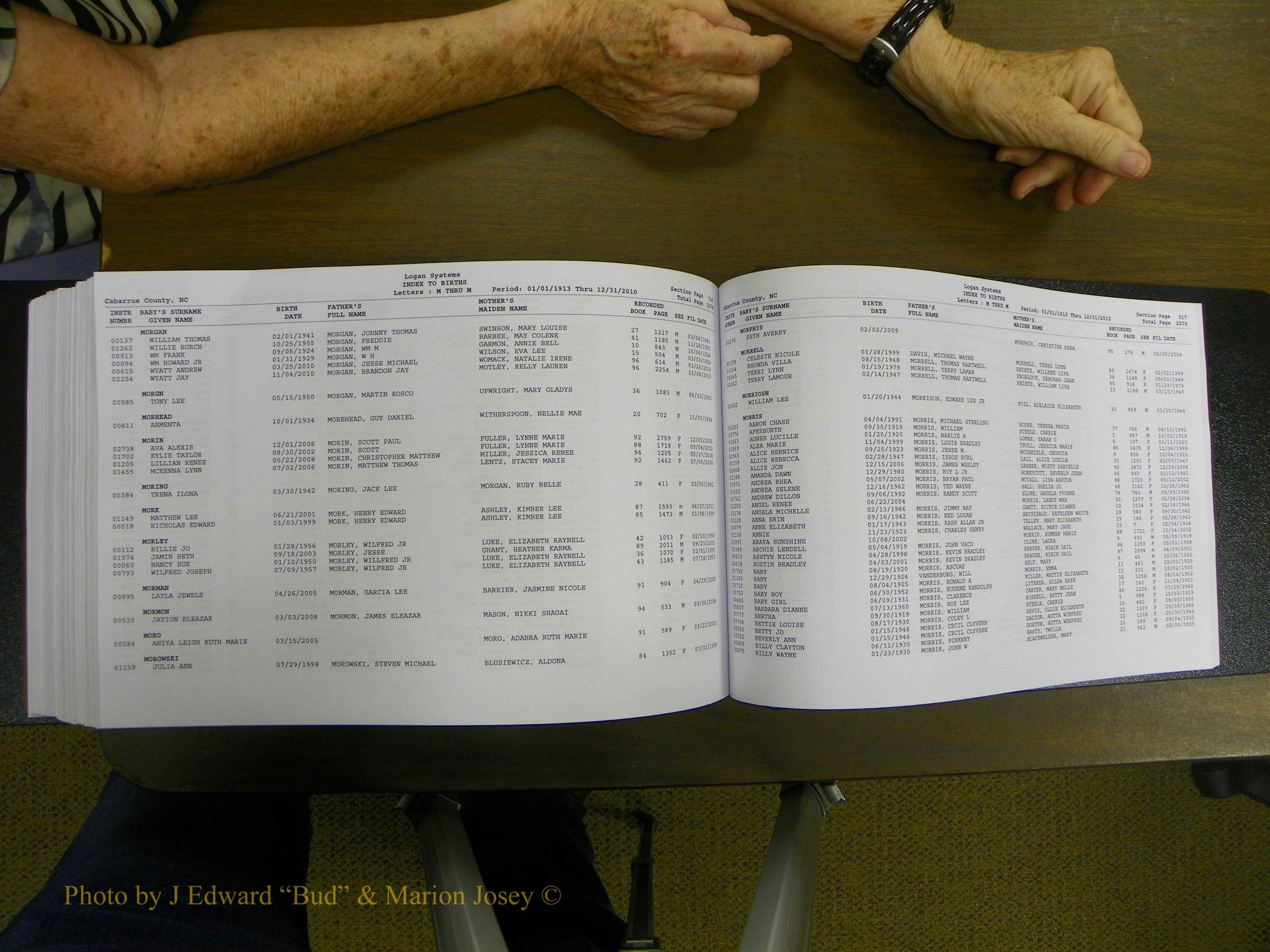 Cabarrus Births Index, I-M, 1913-2010 373.JPG