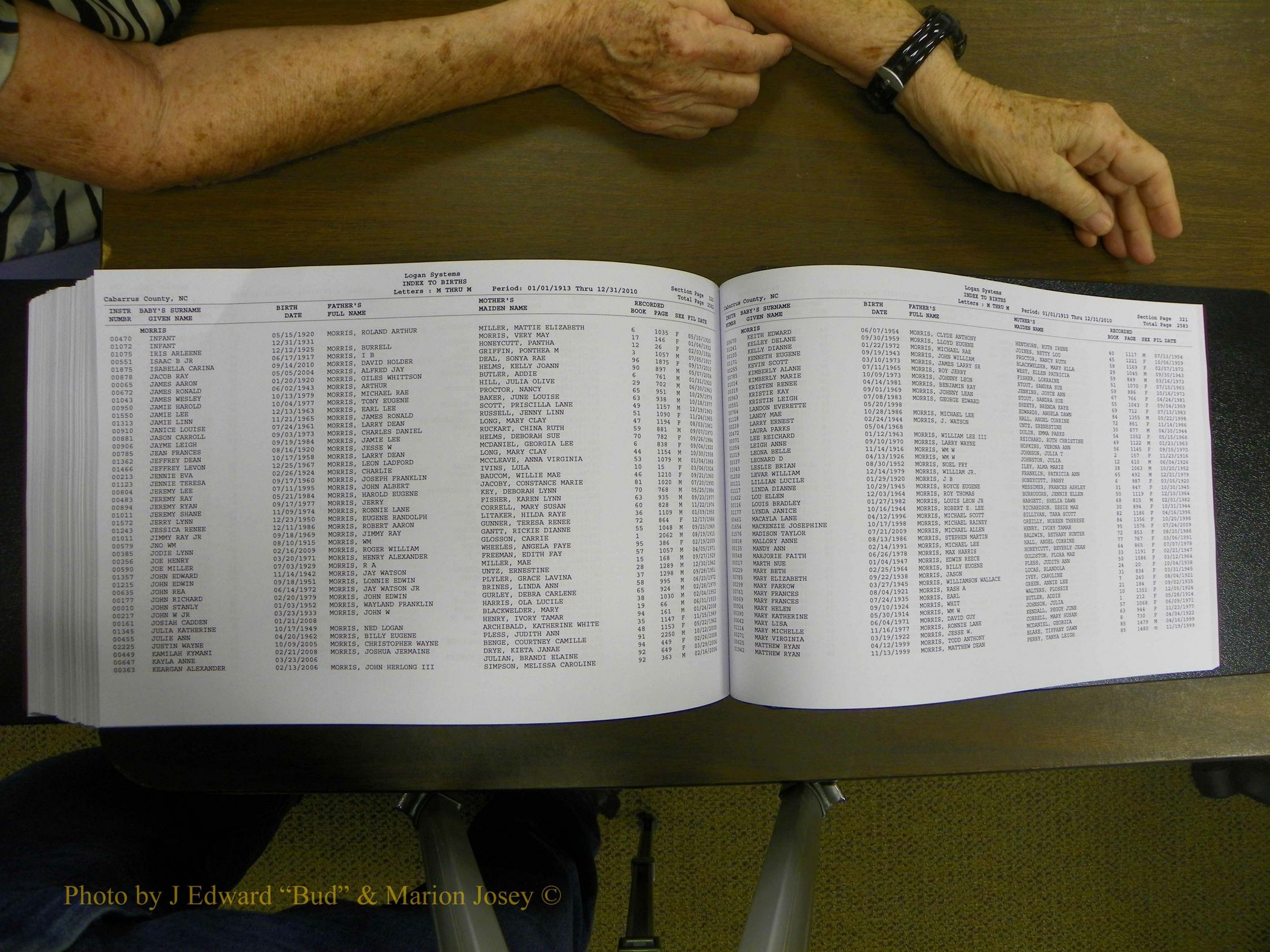 Cabarrus Births Index, I-M, 1913-2010 375.JPG