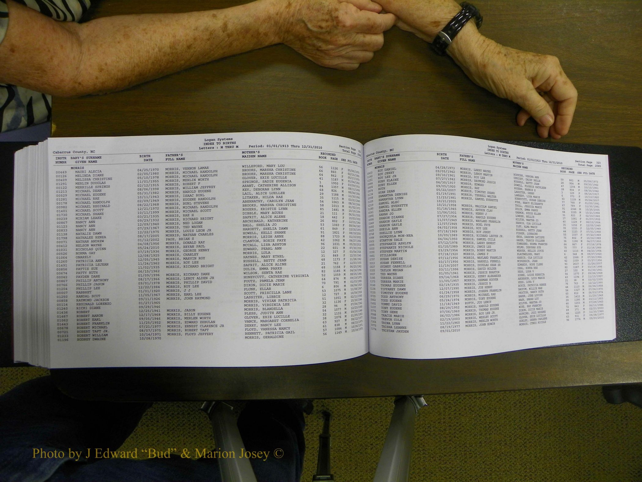 Cabarrus Births Index, I-M, 1913-2010 376.JPG