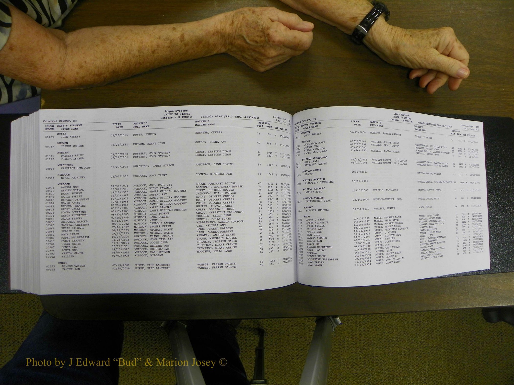 Cabarrus Births Index, I-M, 1913-2010 399.JPG