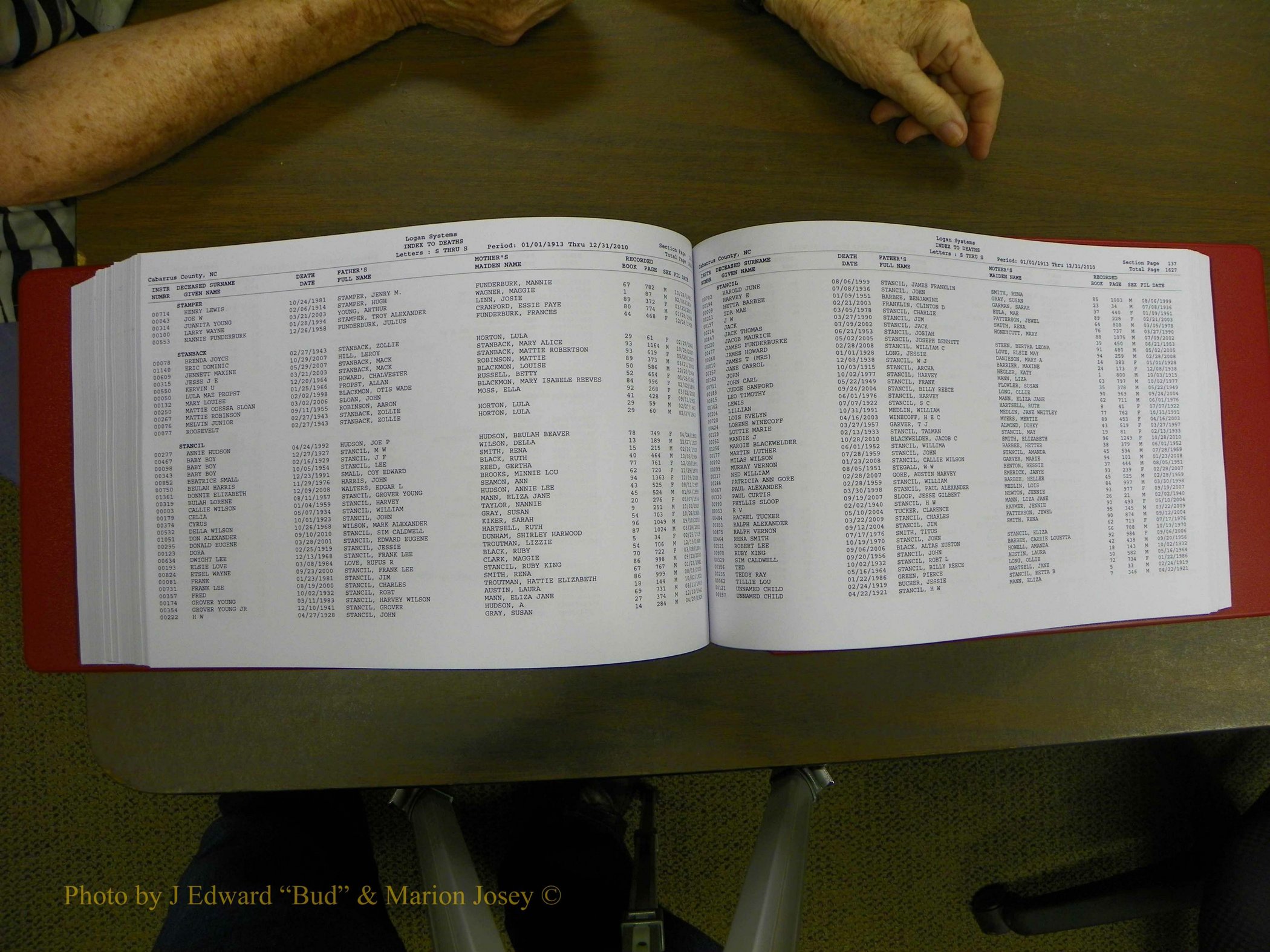 Cabarrus Deaths Index, L-Z, 1913-2010 325.JPG