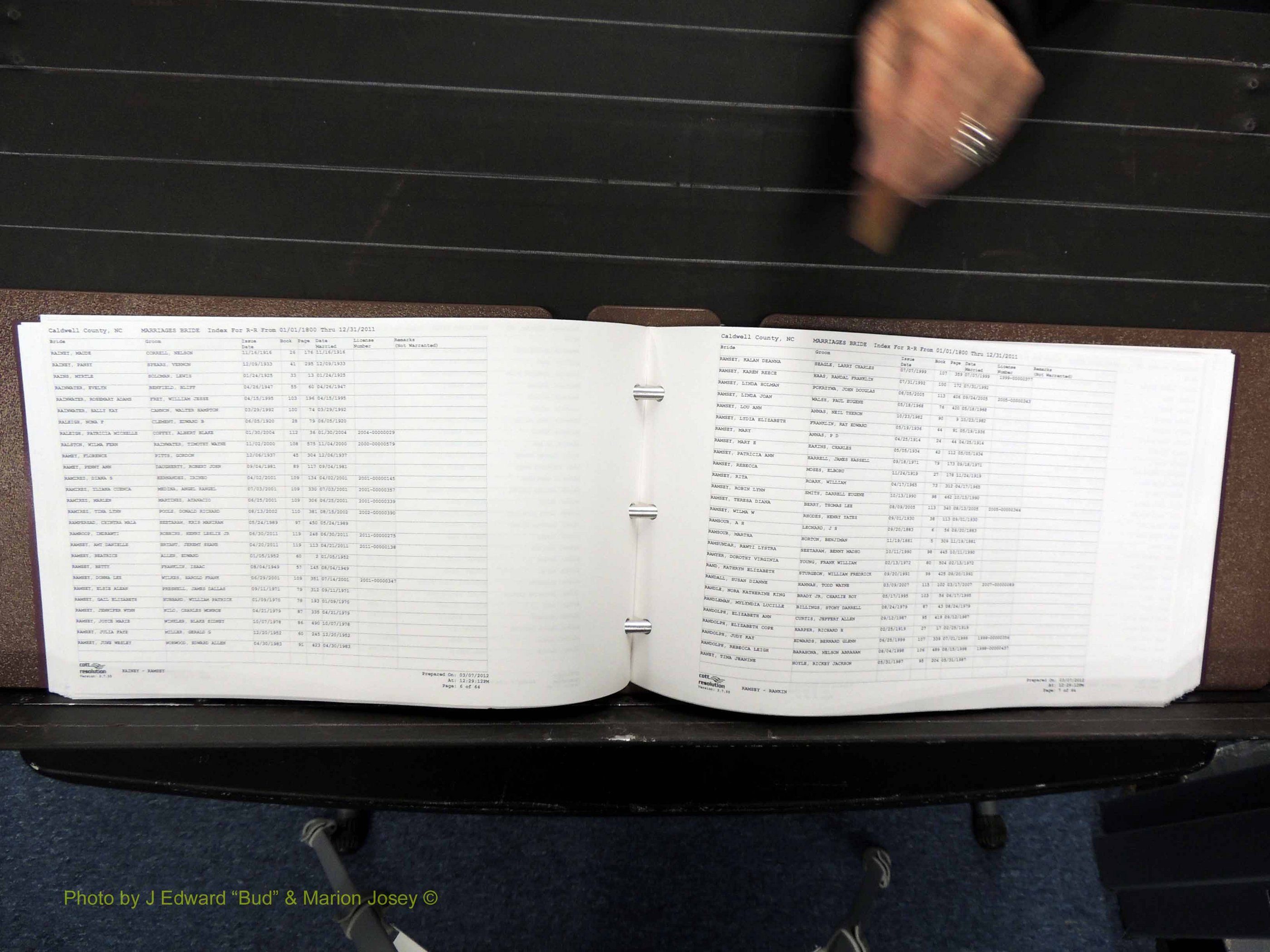 Caldwell Co, NC, Marriages, Female Index, N-Z, 1800-2011 (174).JPG