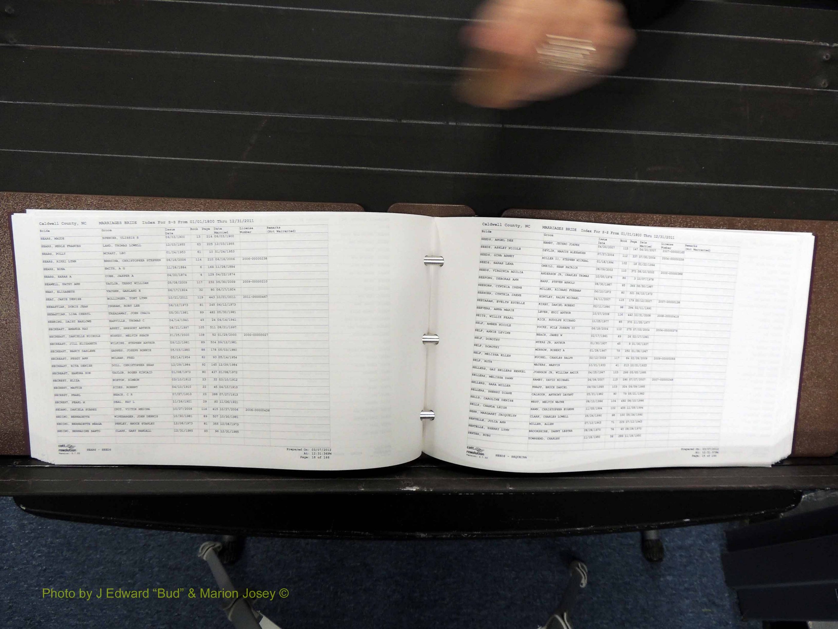 Caldwell Co, NC, Marriages, Female Index, N-Z, 1800-2011 (213).JPG