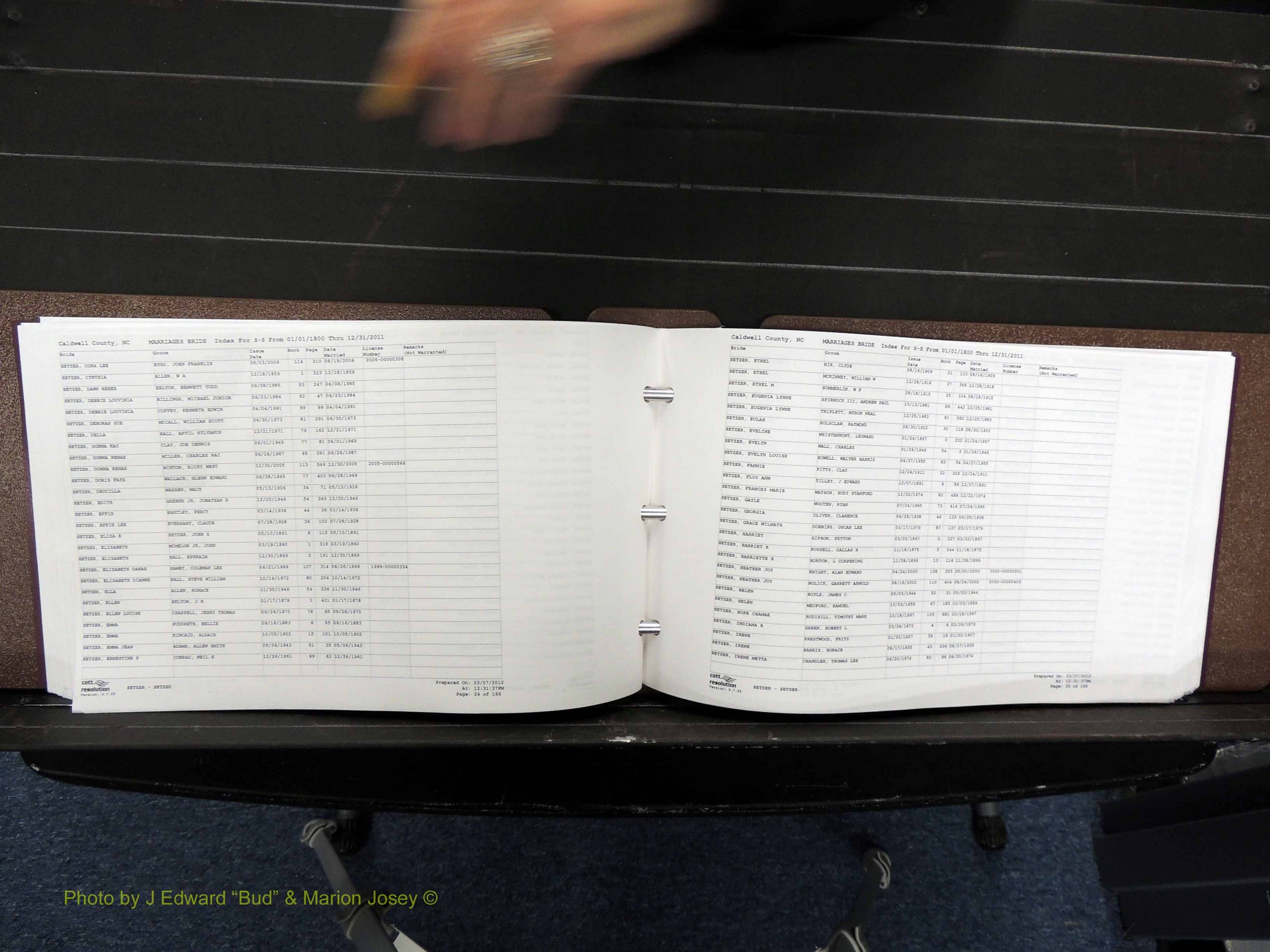 Caldwell Co, NC, Marriages, Female Index, N-Z, 1800-2011 (216).JPG