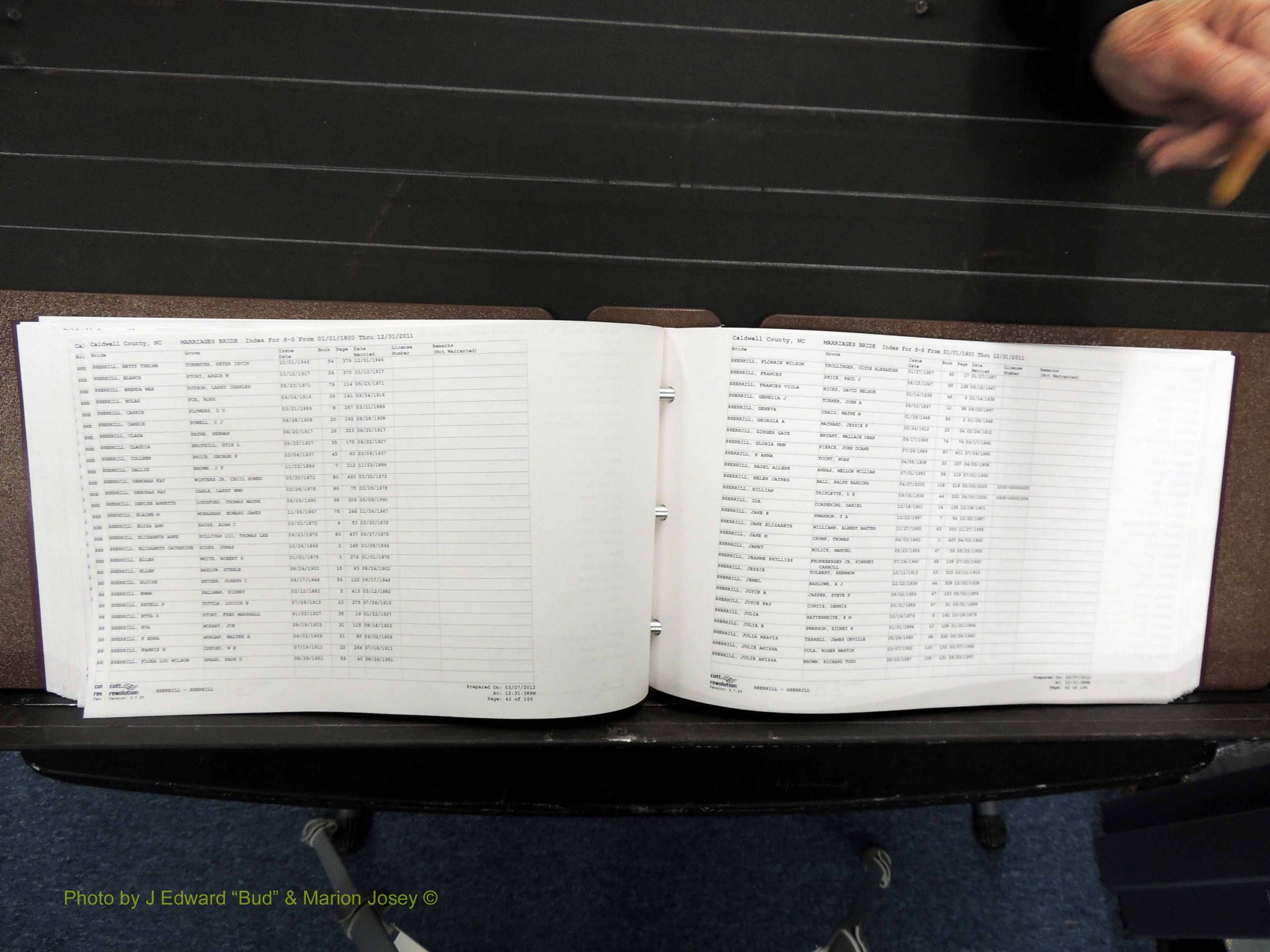 Caldwell Co, NC, Marriages, Female Index, N-Z, 1800-2011 (225).JPG
