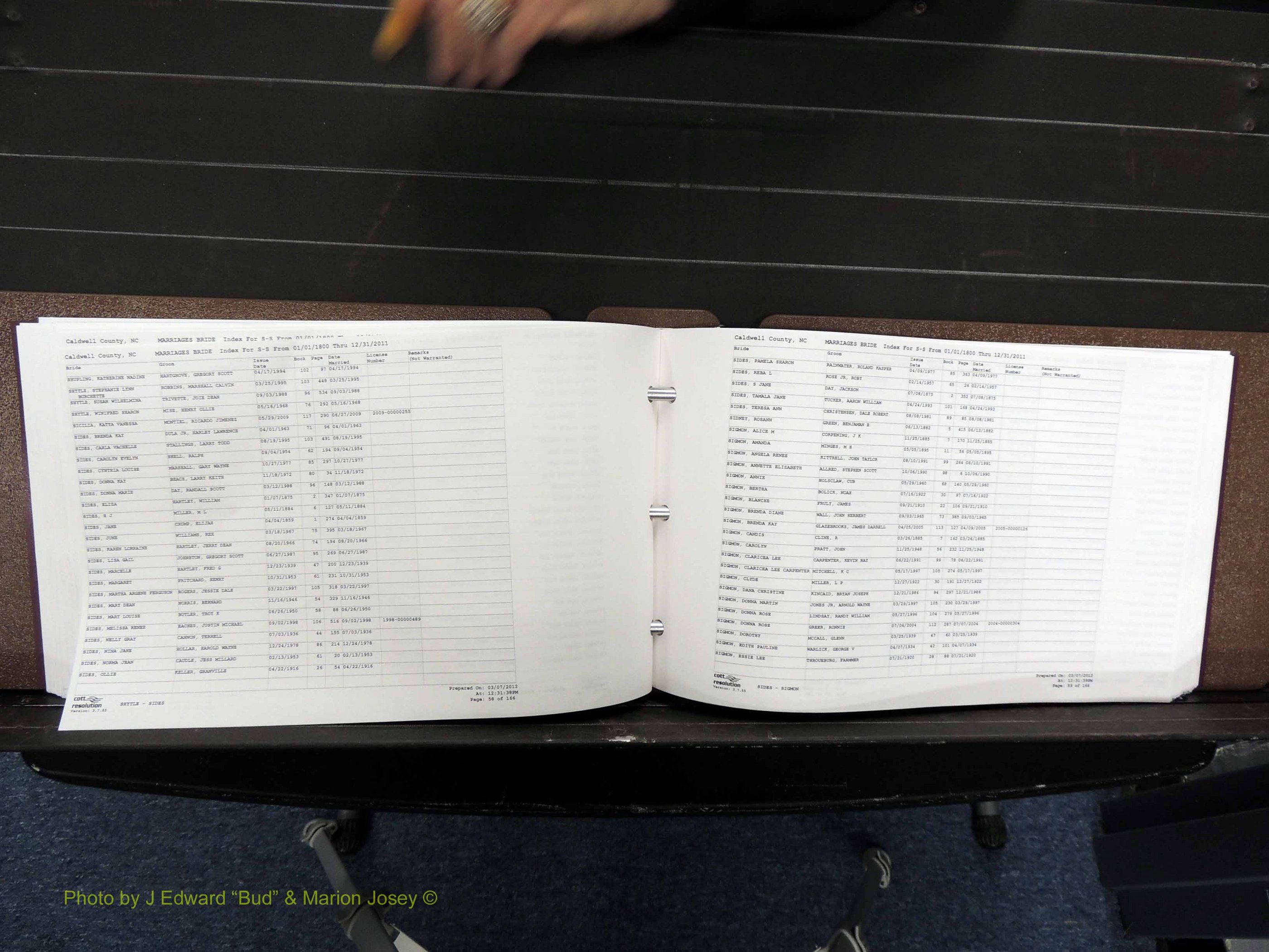 Caldwell Co, NC, Marriages, Female Index, N-Z, 1800-2011 (232).JPG