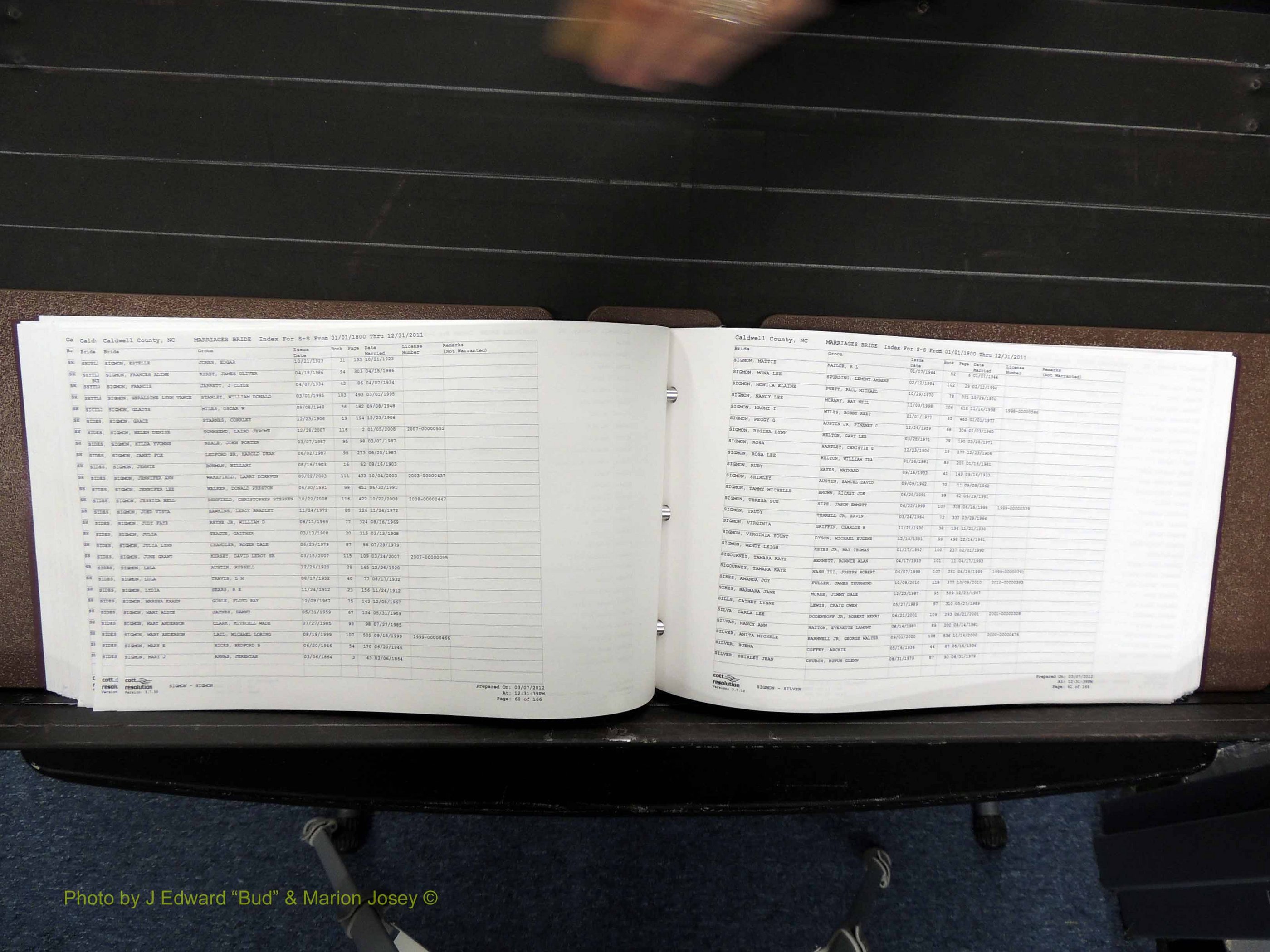 Caldwell Co, NC, Marriages, Female Index, N-Z, 1800-2011 (233).JPG