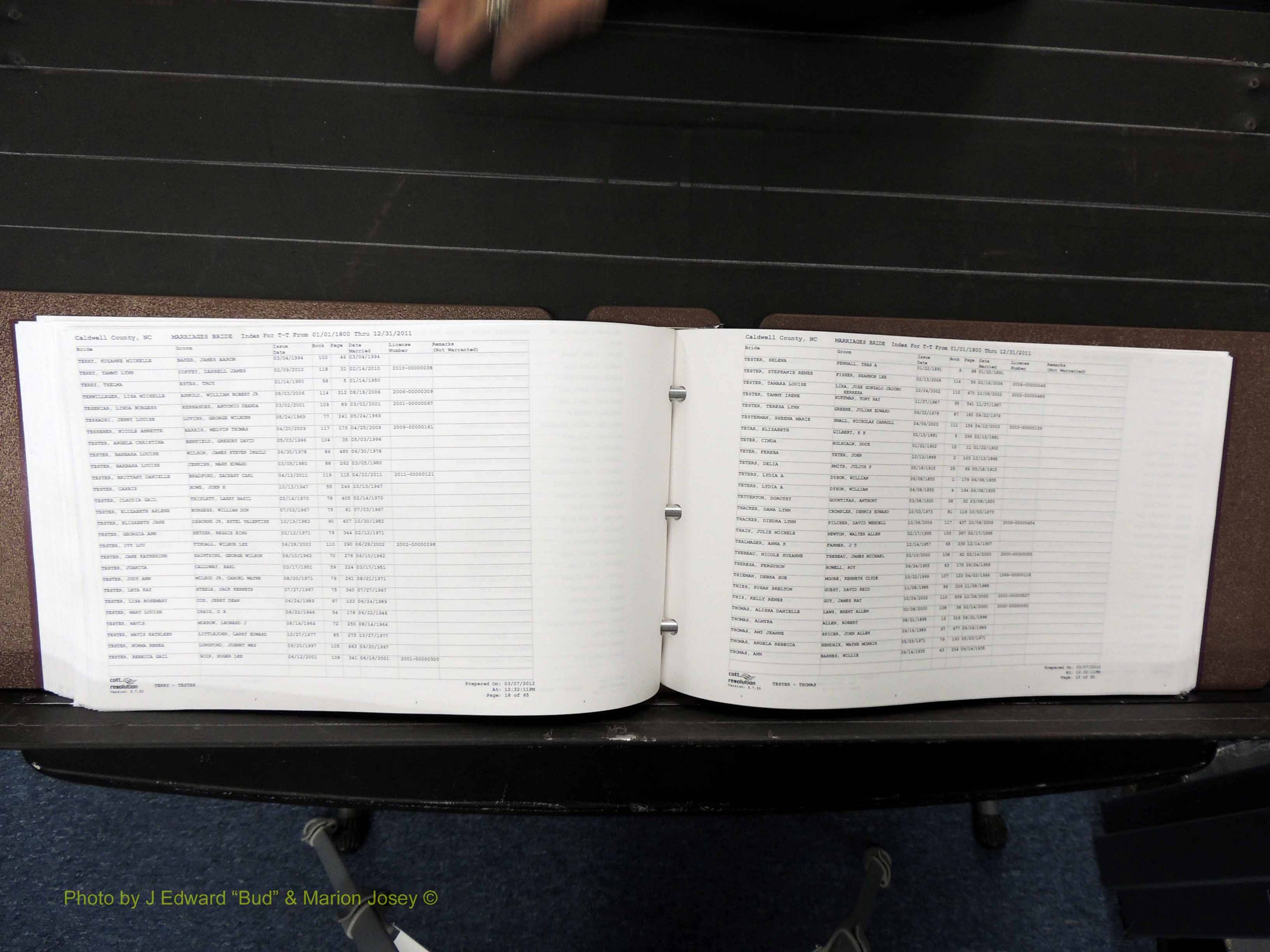 Caldwell Co, NC, Marriages, Female Index, N-Z, 1800-2011 (295).JPG