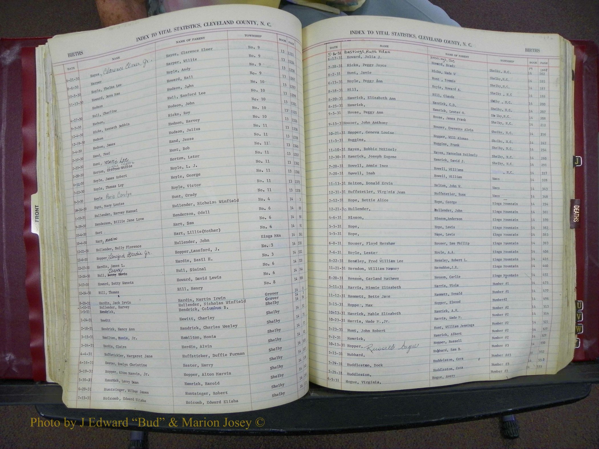 Cleveland Co, NC, Births, A-Z, 1916-1931 (123).JPG