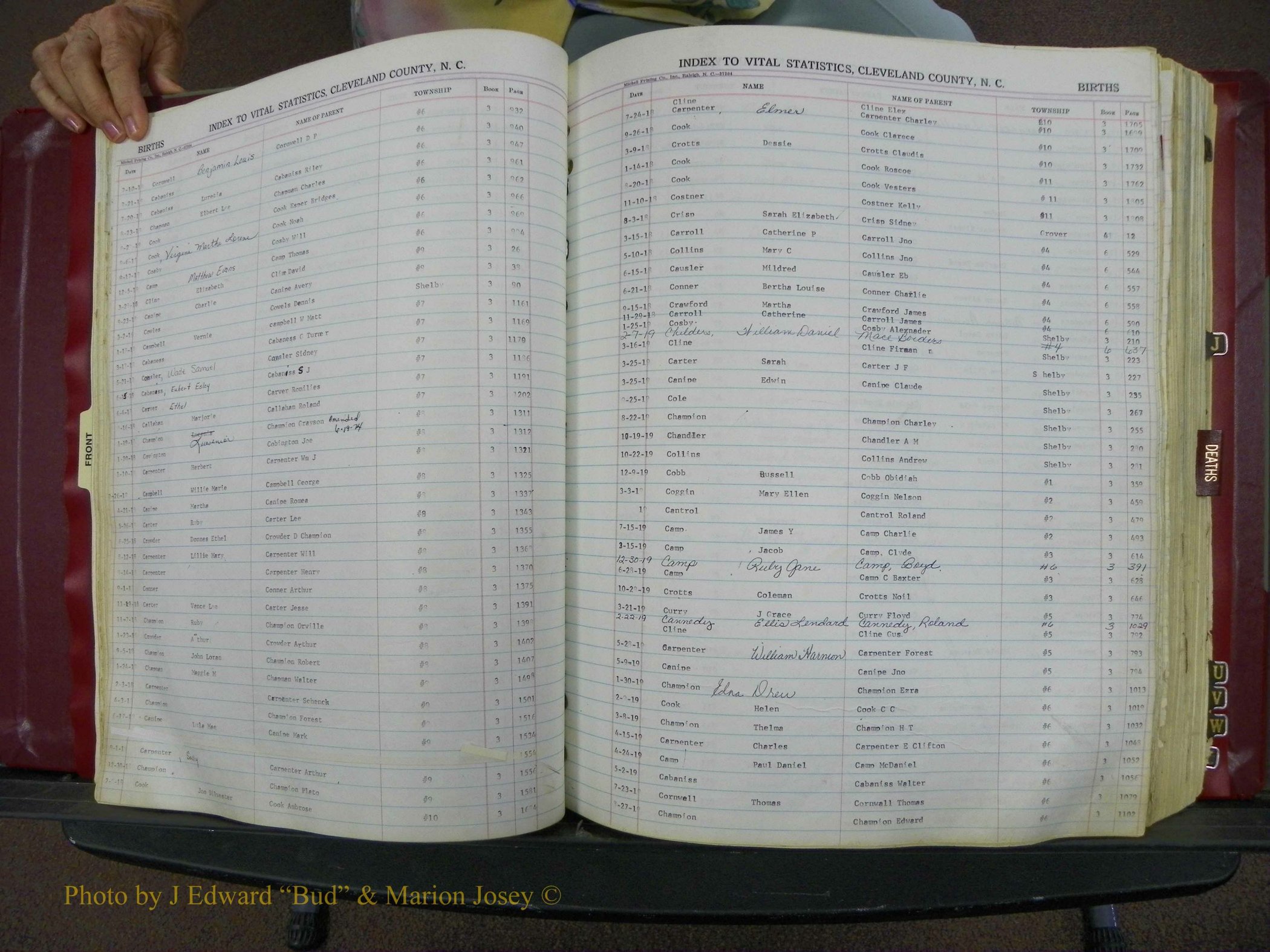 Cleveland Co, NC, Births, A-Z, 1916-1931 (39).JPG