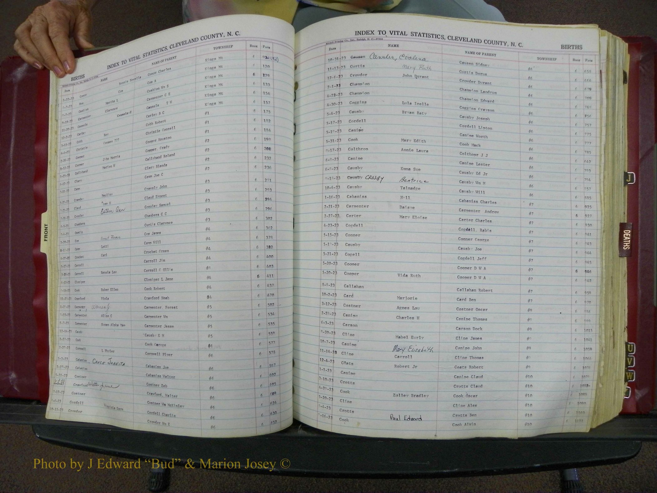 Cleveland Co, NC, Births, A-Z, 1916-1931 (44).JPG