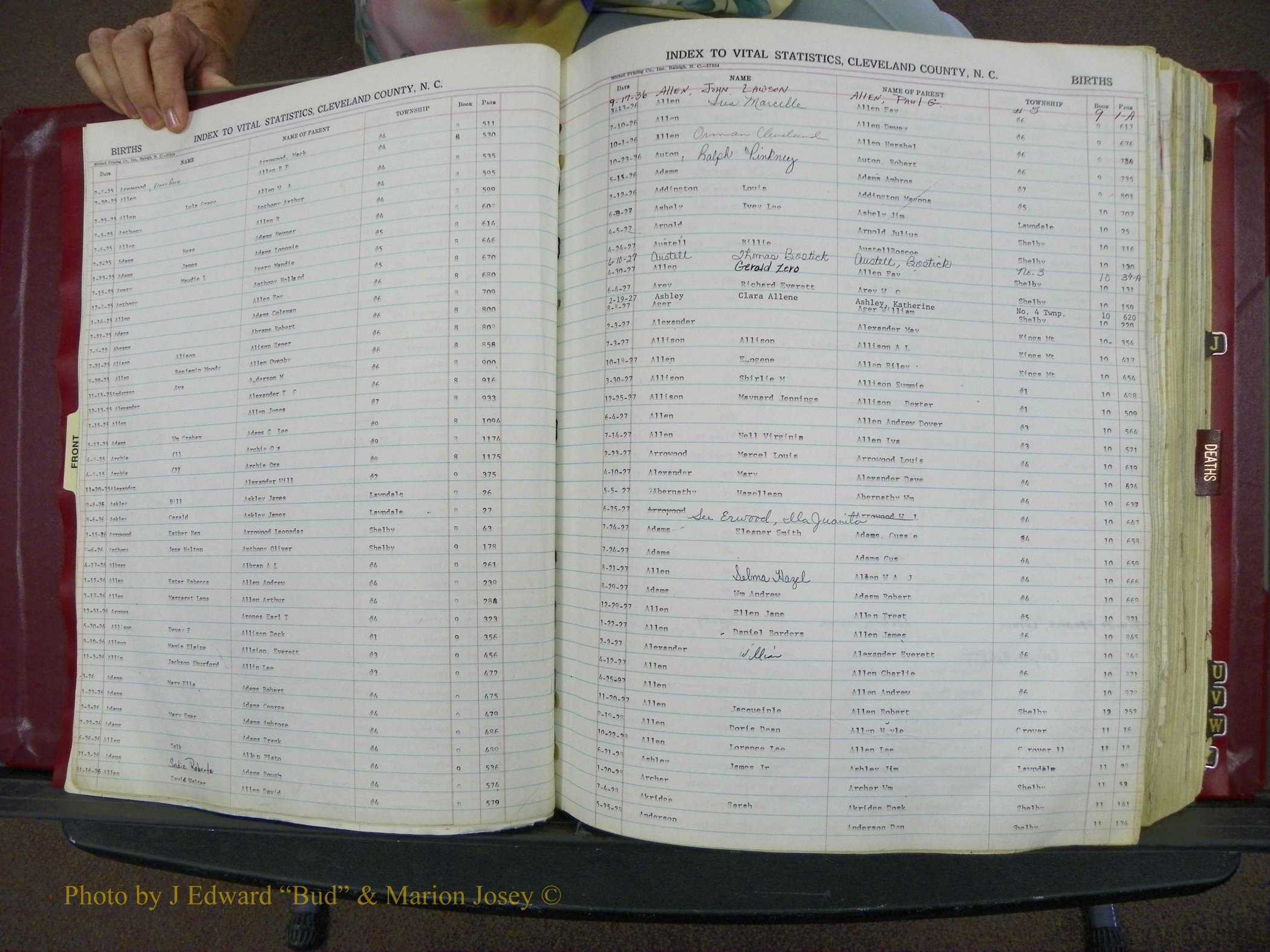 Cleveland Co, NC, Births, A-Z, 1916-1931 (5).JPG
