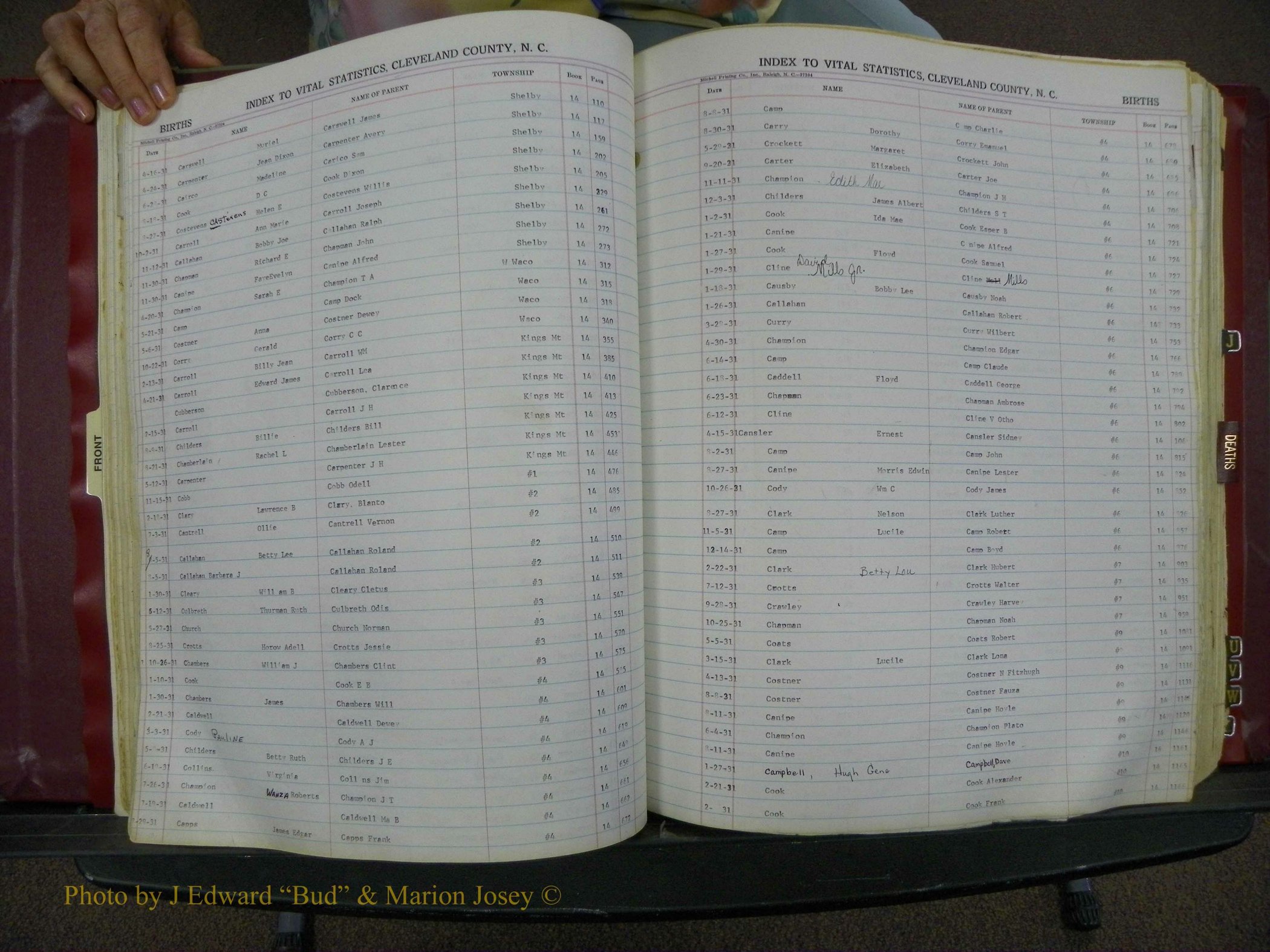 Cleveland Co, NC, Births, A-Z, 1916-1931 (54).JPG