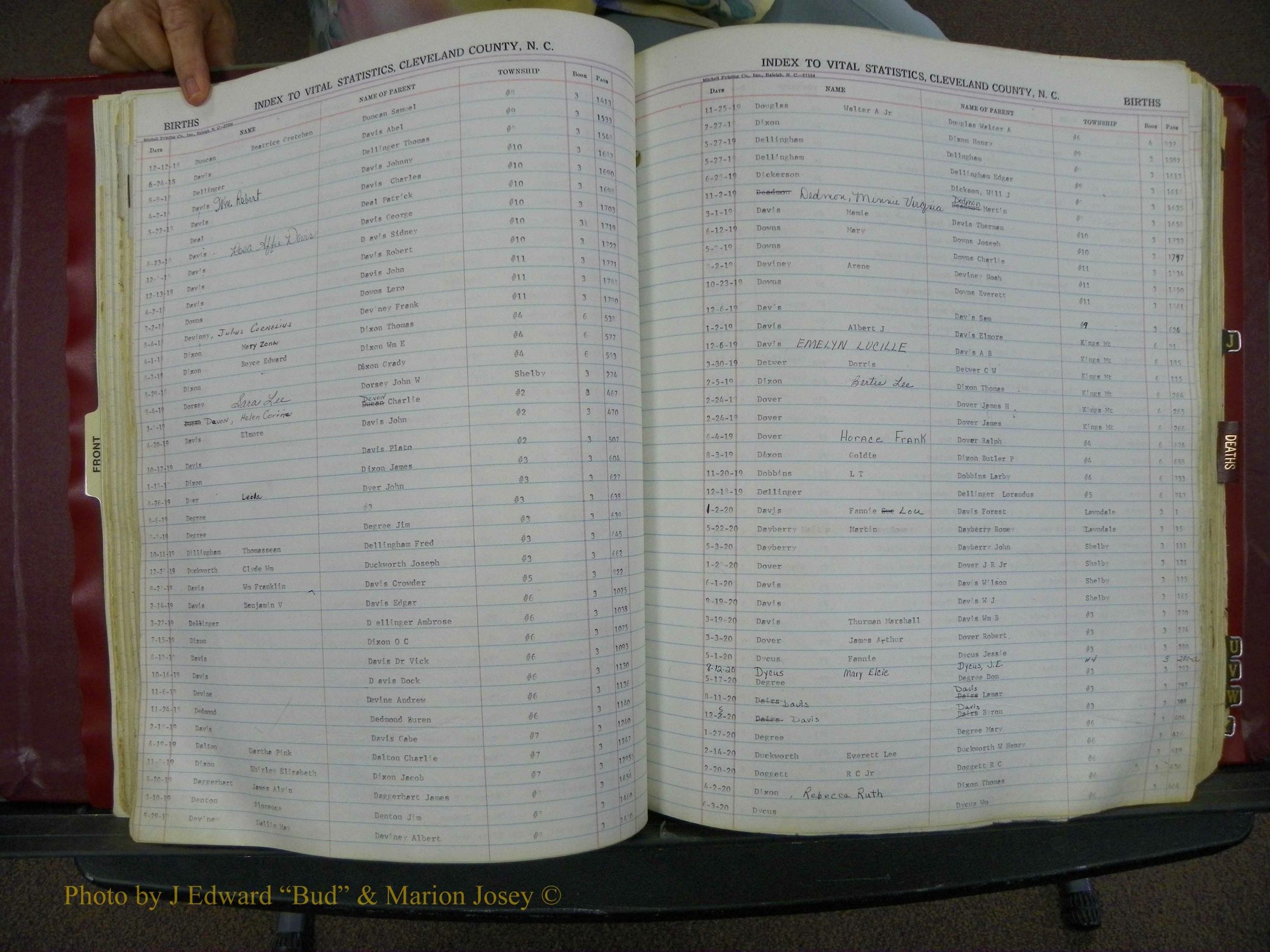 Cleveland Co, NC, Births, A-Z, 1916-1931 (59).JPG
